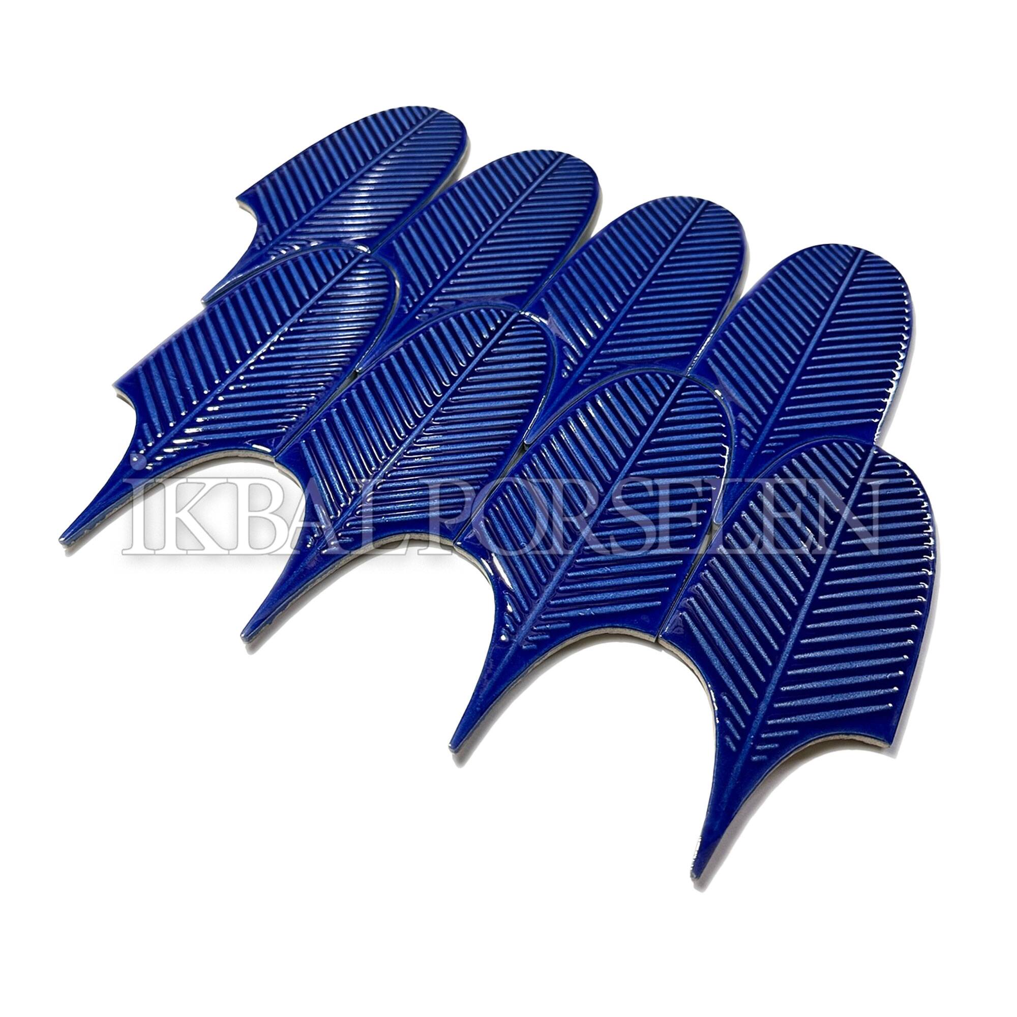 8x20 cm Leaf Seramik Karo - Kobalt - igc645 - Görsel 2