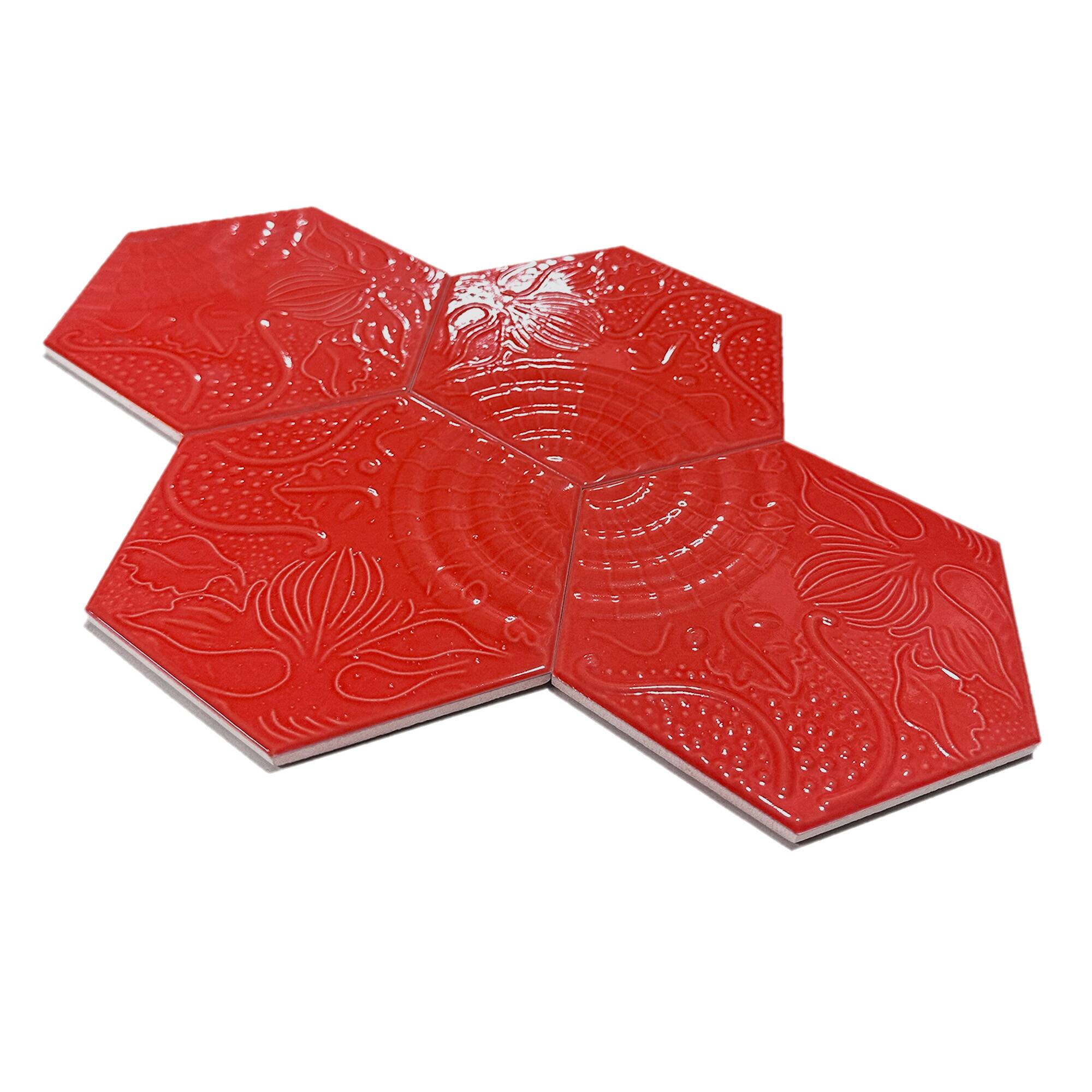 15x17 cm Gaudi Seramik Karo - Kırmızı - igc537 - Görsel 2