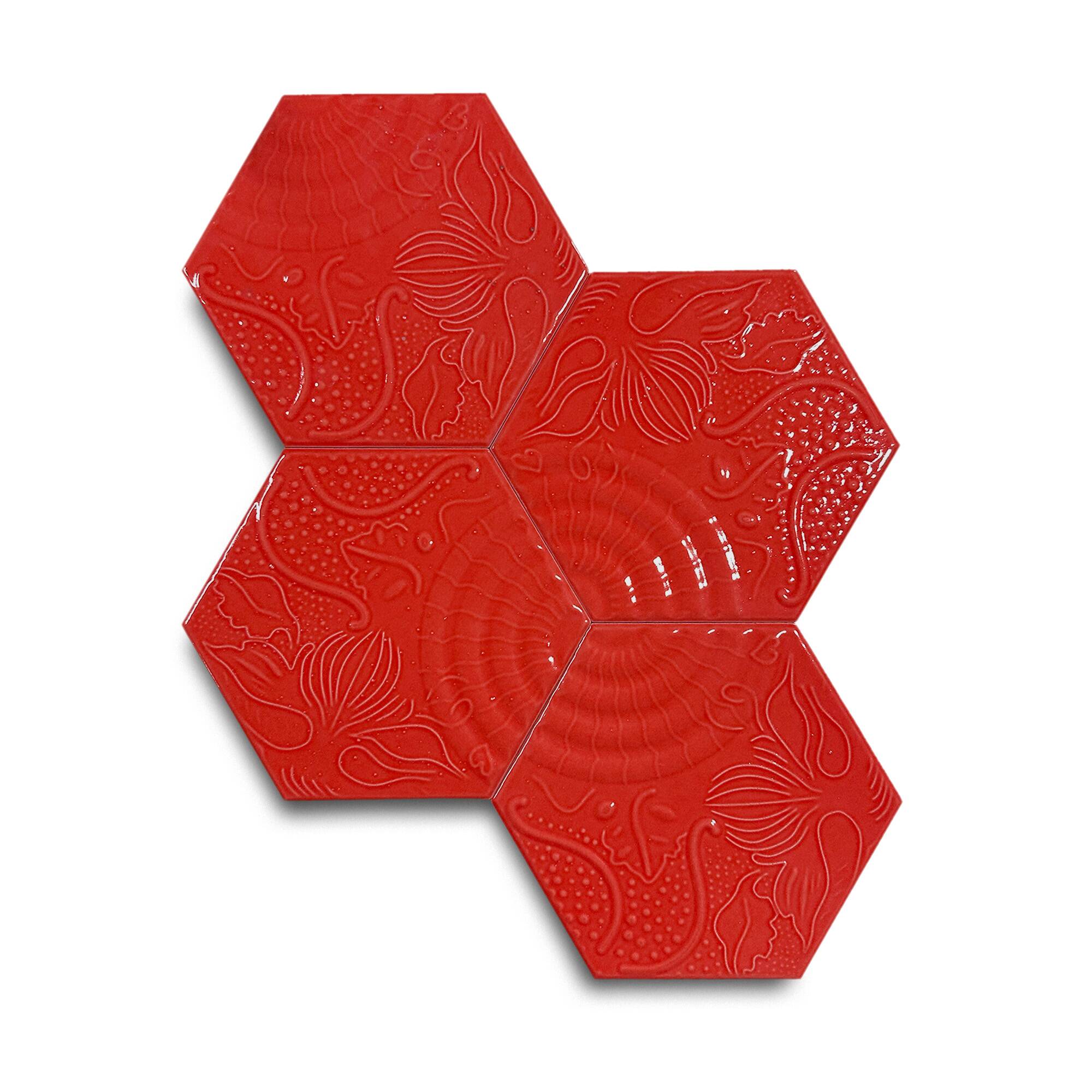15x17 cm Gaudi Seramik Karo - Kırmızı - igc537