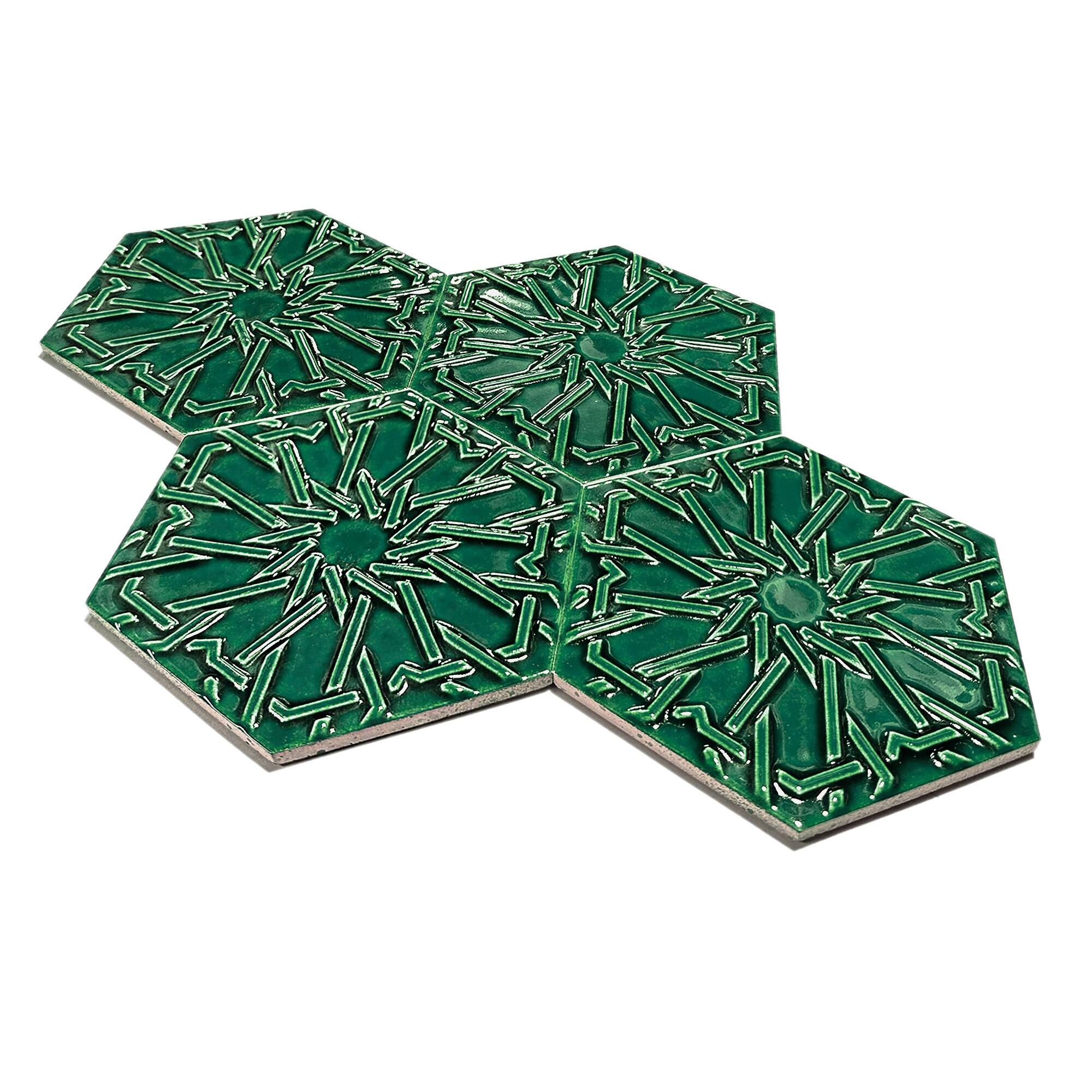 15x17 cm Selcuklu Seramik Karo - Zümrüt - igc542 - Görsel 2