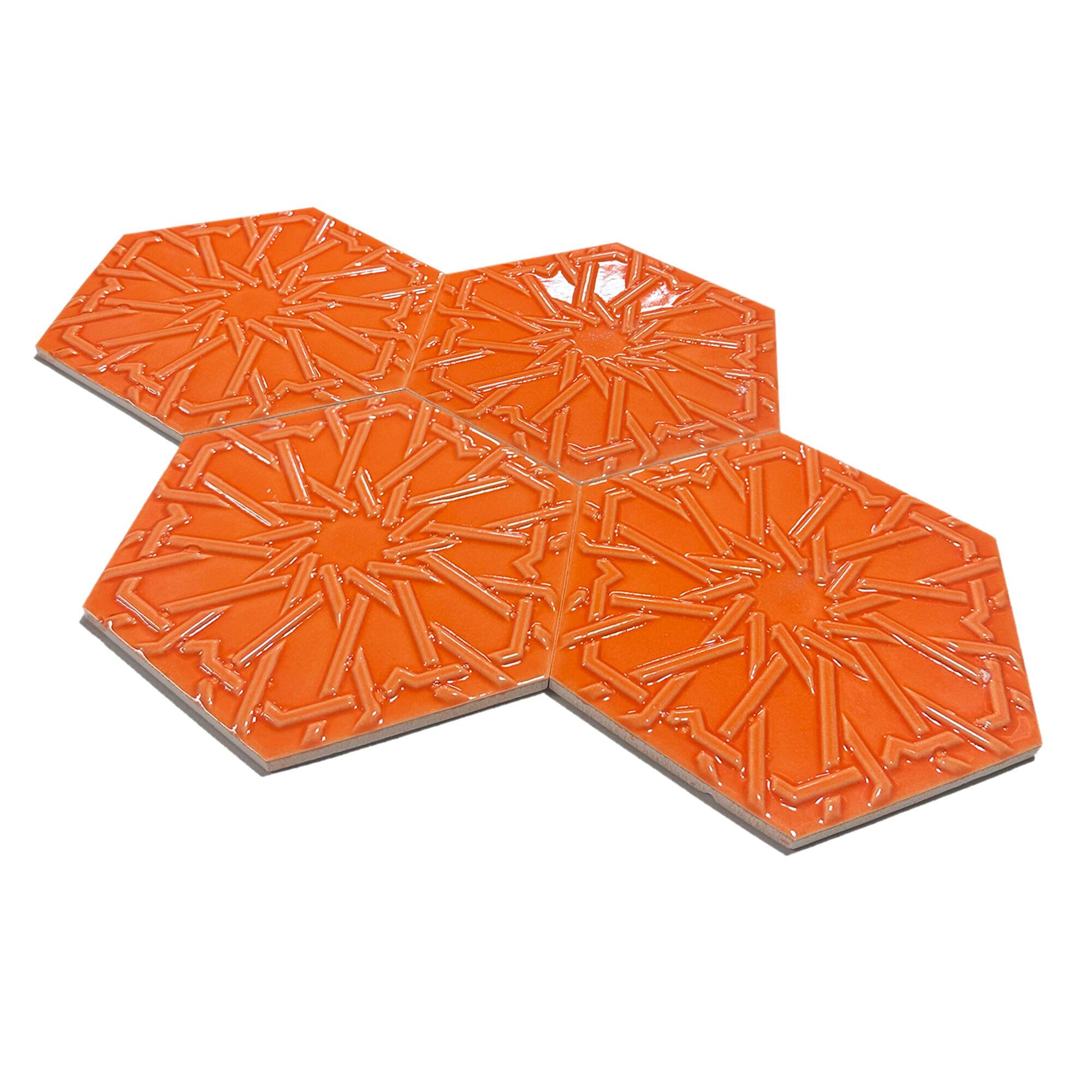 15x17 cm Selcuklu Seramik Karo - Turuncu - igc546 - Görsel 2