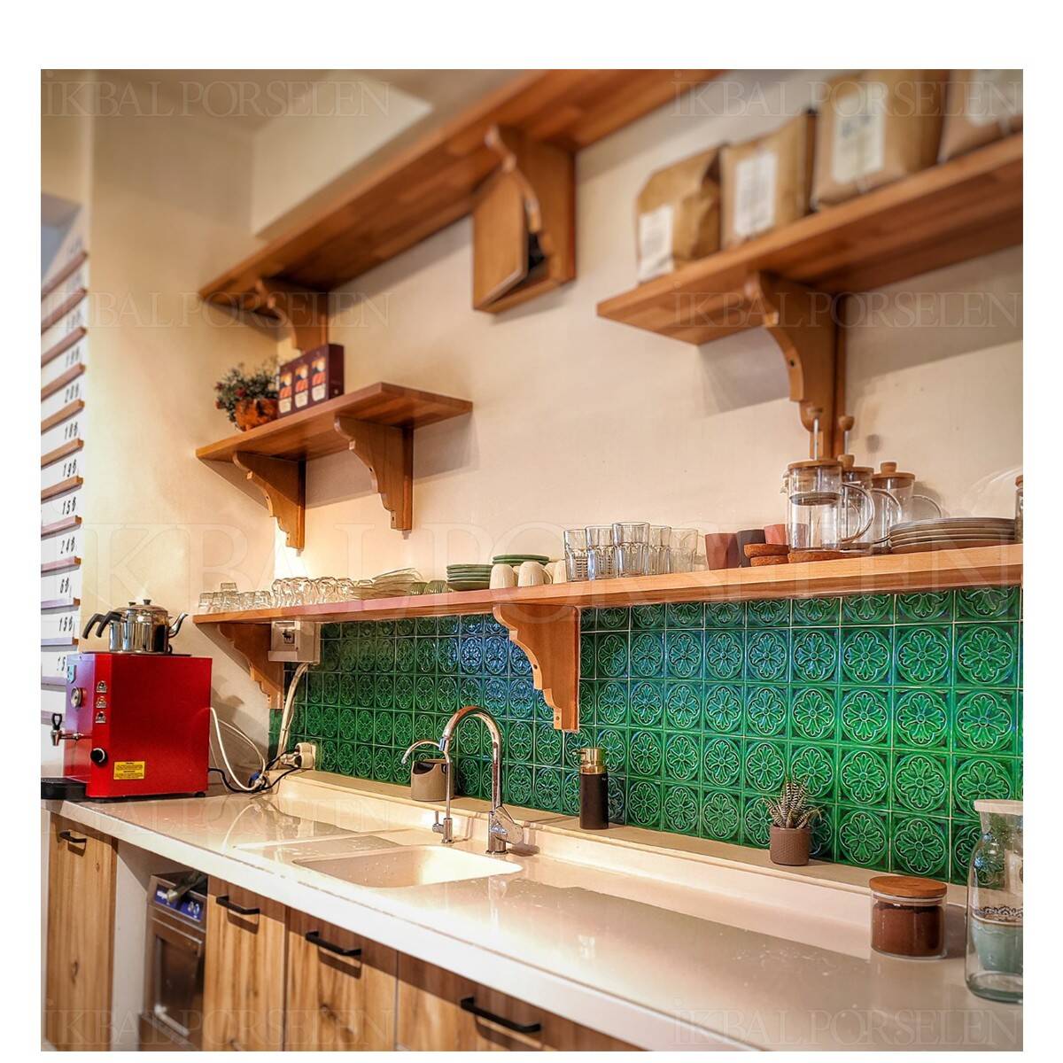 12x12 cm Zambak Seramik Karo - Zümrüt - igc112 - Görsel 2