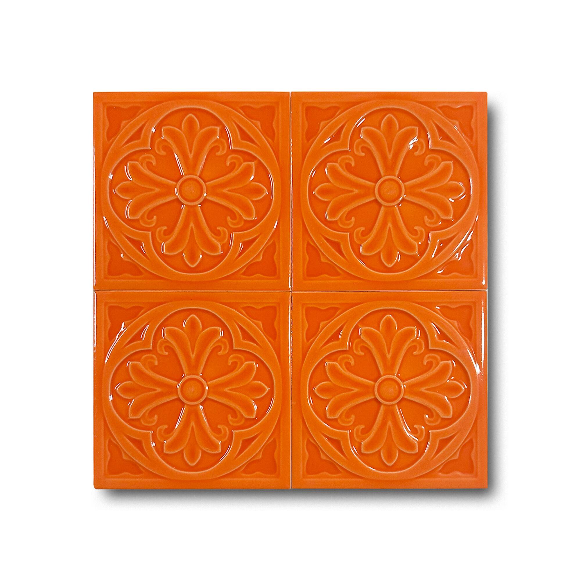 12x12 cm Zambak Seramik Karo - Turuncu - igc116