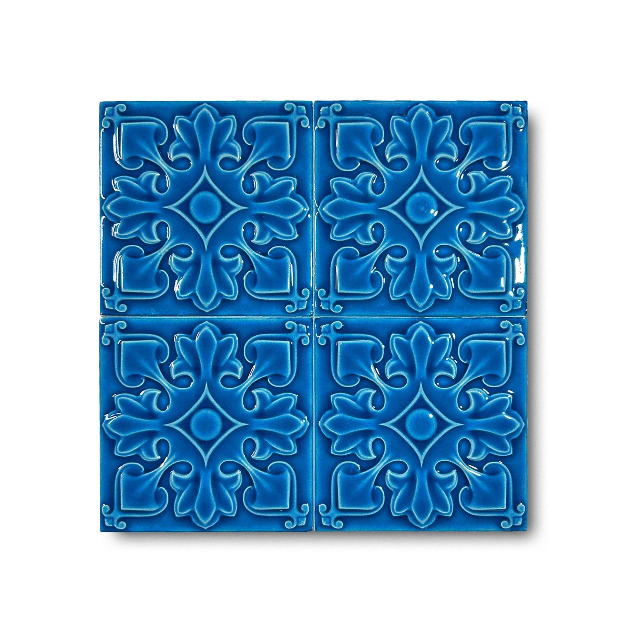 12x12 cm Yonca Seramik Karo - Gökmavi - igc124