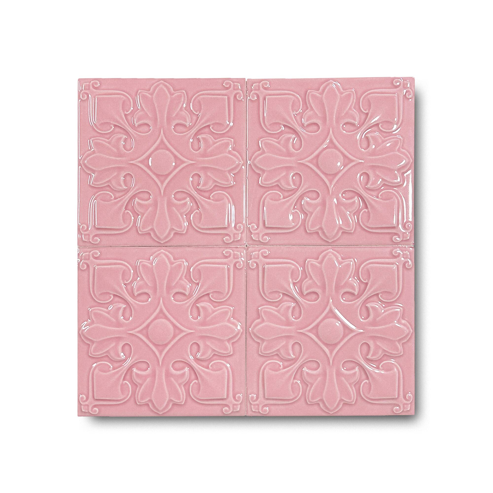 12x12 cm Yonca Seramik Karo - Pembe - igc128