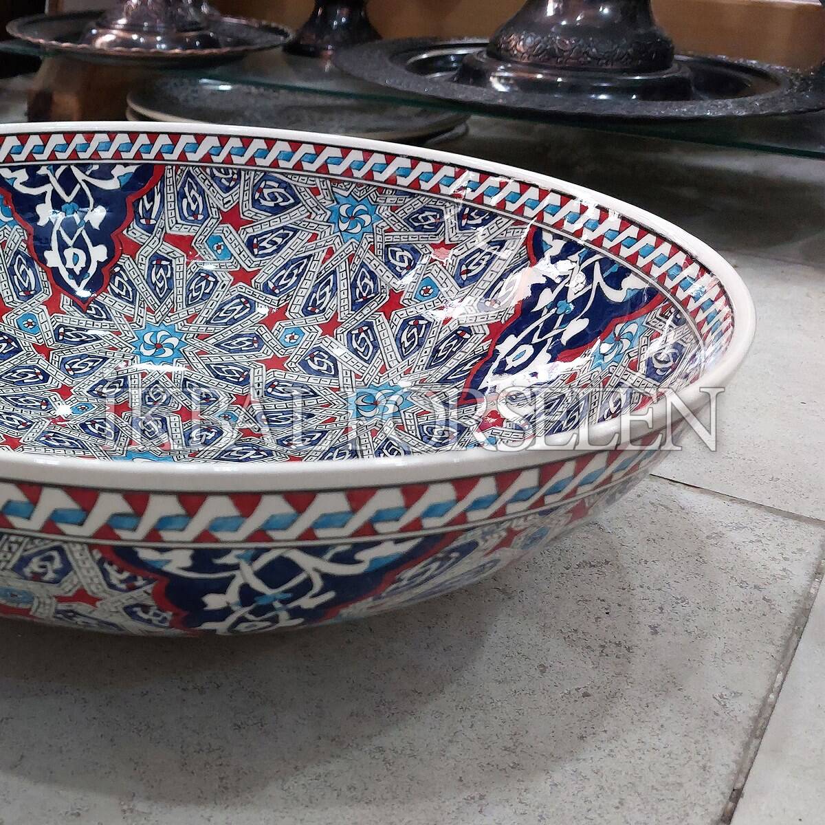 Tezgahüstü Lavabo - El Yapımı Desenli Seramik Lavabo – sink89 - Görsel 3