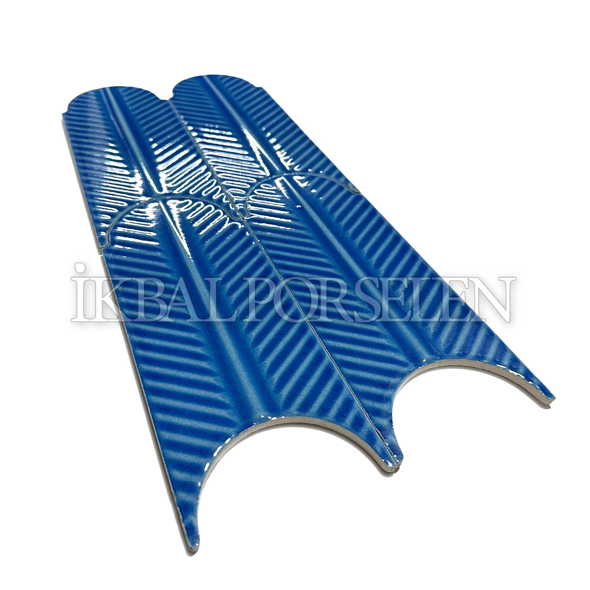 10x25 cm Leaf Seramik Karo - Gökmavi - igc684 - Görsel 2