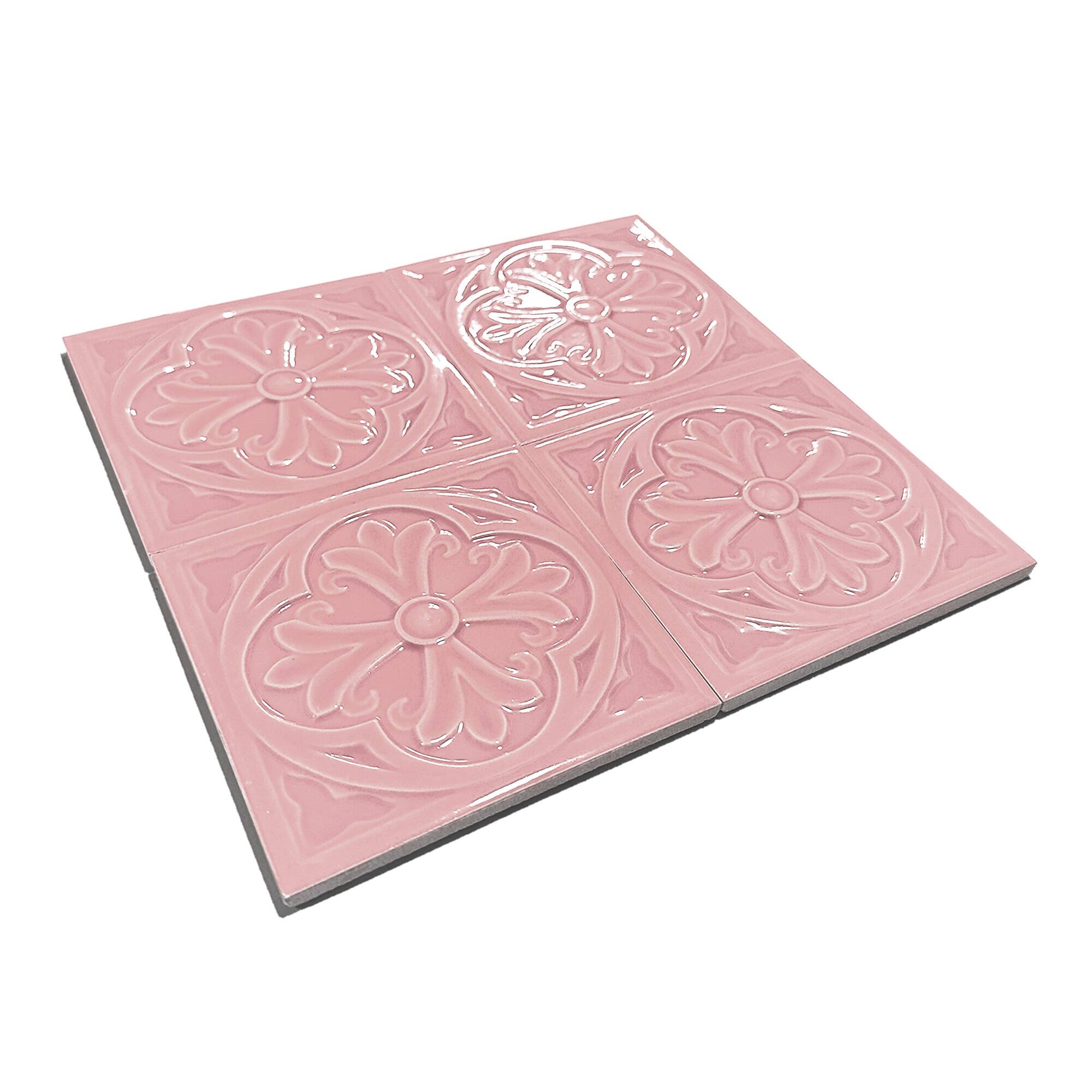 12x12 cm Zambak Seramik Karo - Pembe - igc118 - Görsel 2