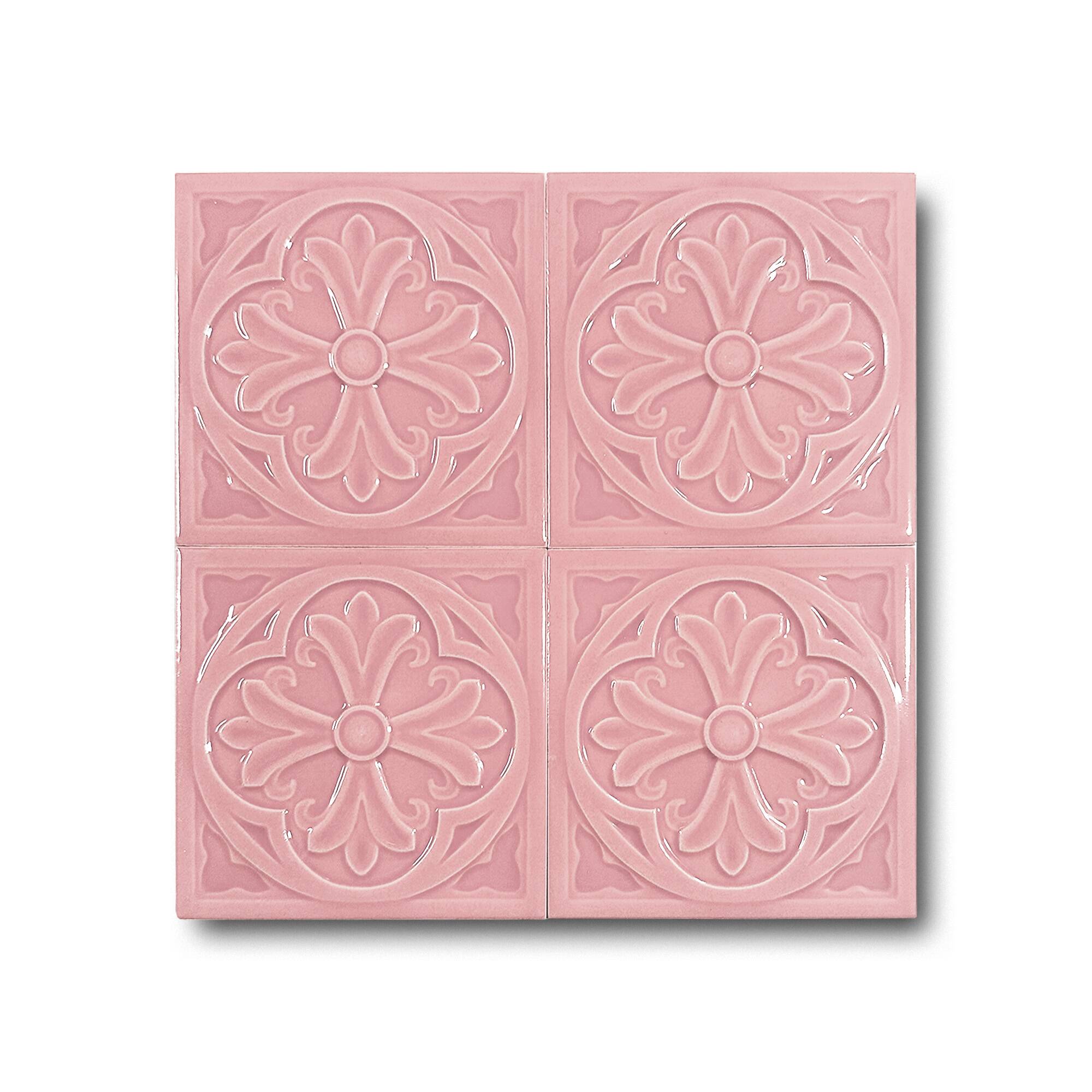 12x12 cm Zambak Seramik Karo - Pembe - igc118
