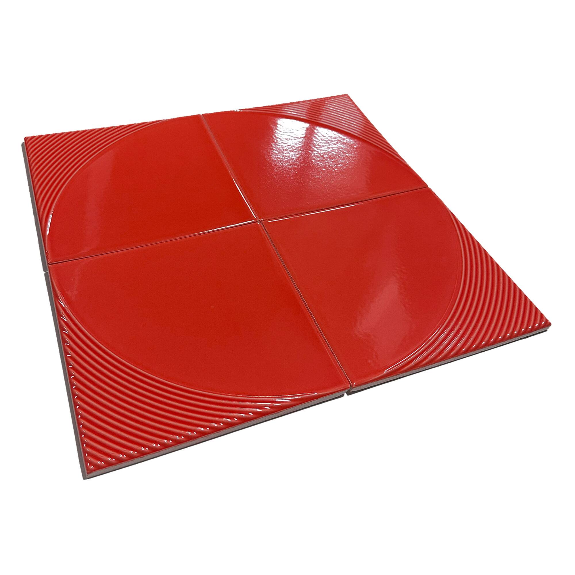 20x20 cm Yay Seramik Karo - Kırmızı - igc307 - Görsel 2
