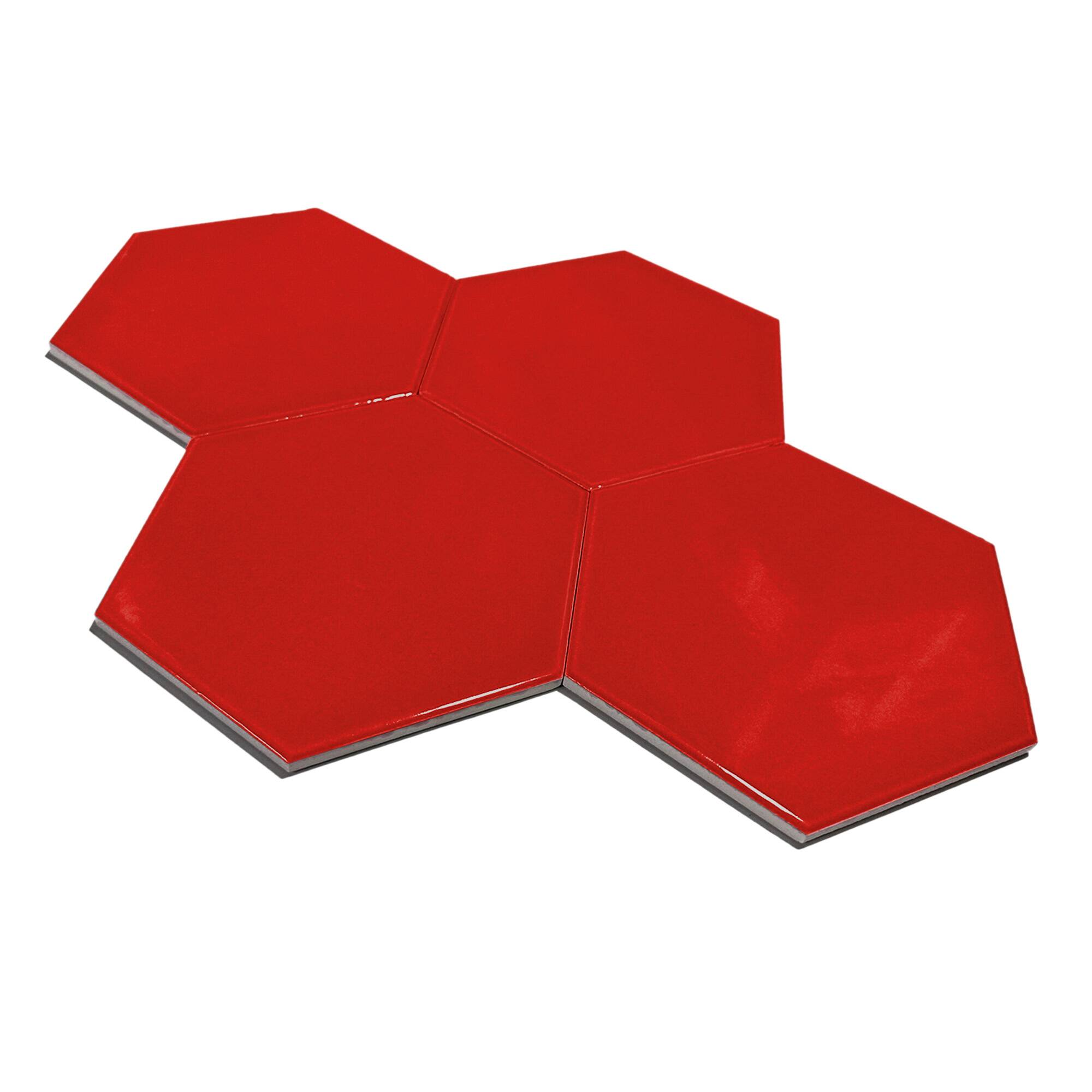 15x17 cm Altıgen Seramik Karo - Kırmızı - igc507 - Görsel 2