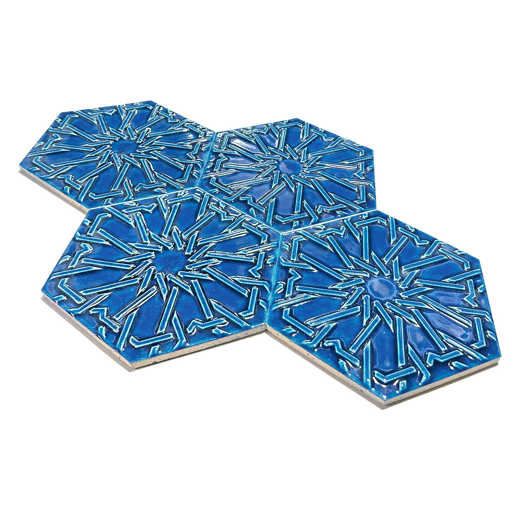 15x17 cm Selcuklu Seramik Karo - Gökmavi - igc544 - Görsel 2