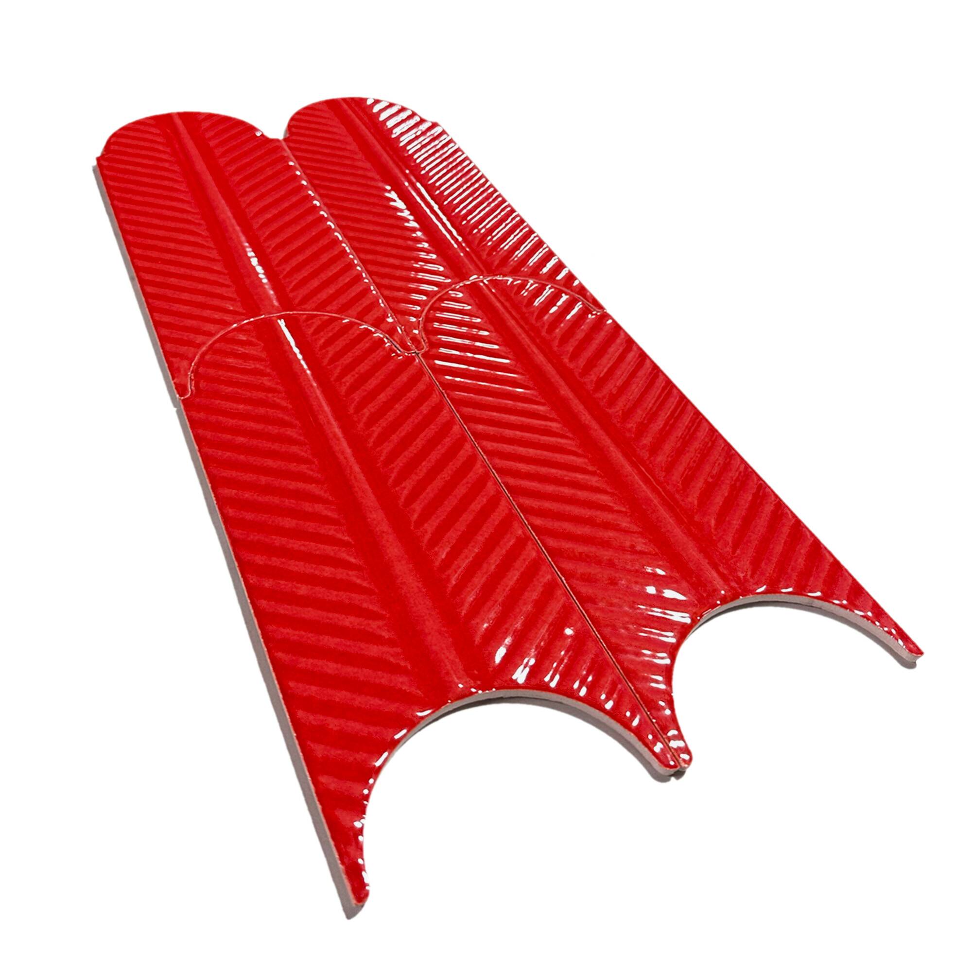 10x25 cm Leaf Seramik Karo - Kırmızı - igc687 - Görsel 2