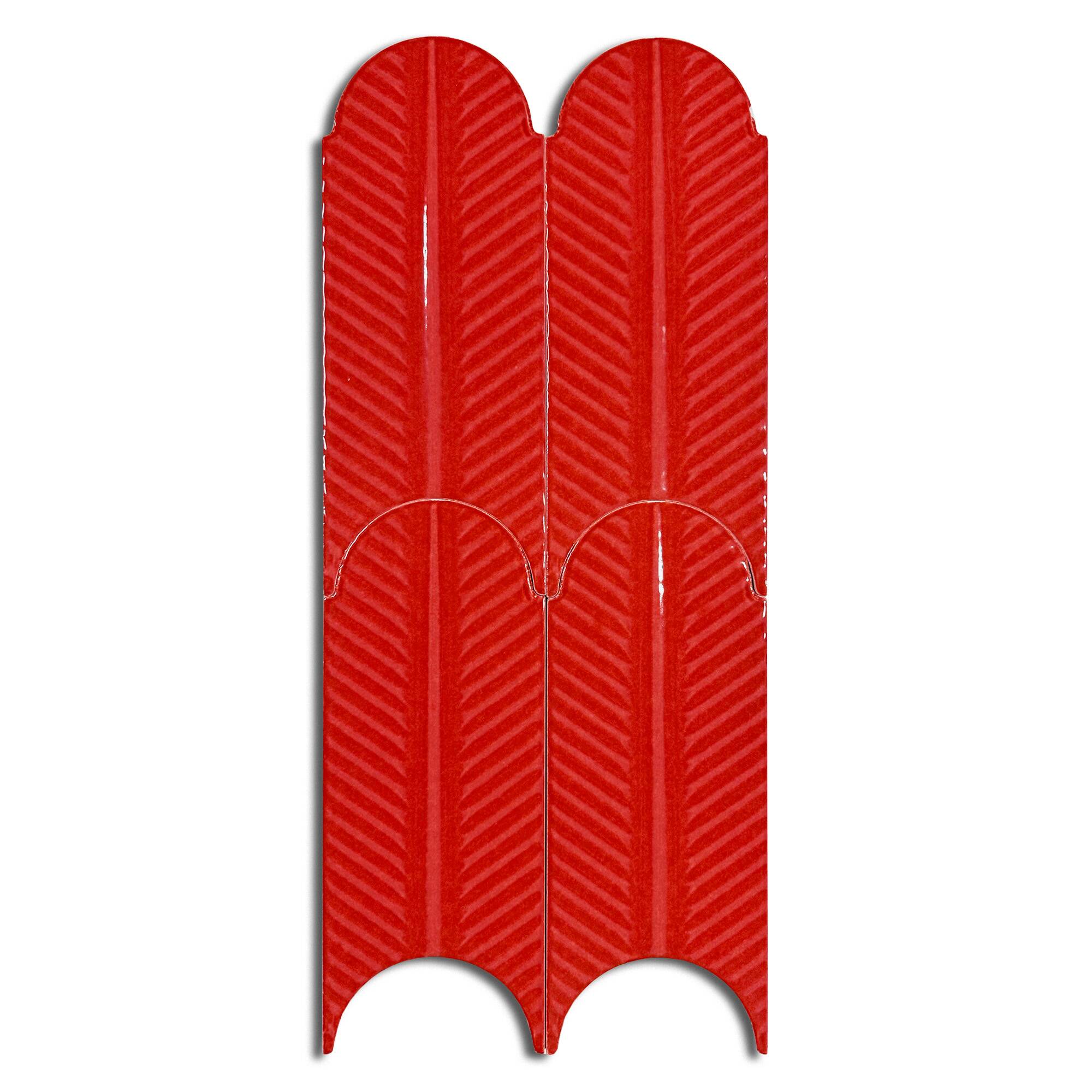 10x25 cm Leaf Seramik Karo - Kırmızı - igc687