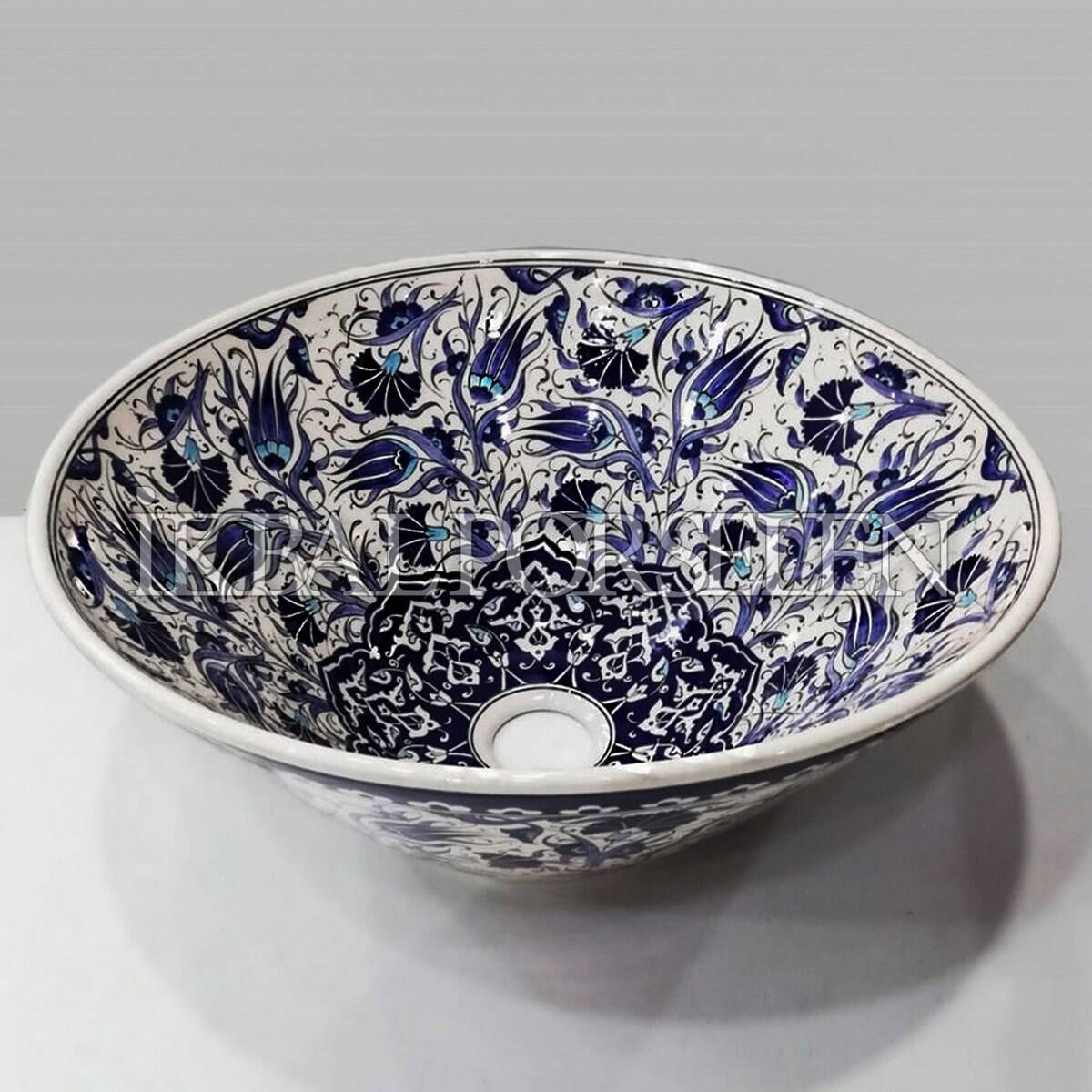 Tezgahüstü Lavabo - El Yapımı Desenli Seramik Lavabo – sink104 - Görsel 3