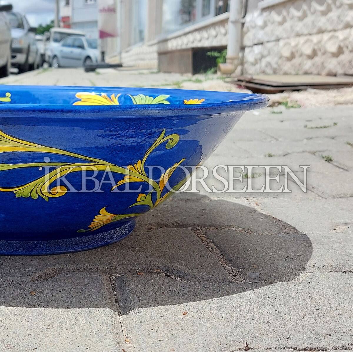 Tezgahüstü Lavabo - El Yapımı Desenli Seramik Lavabo – sink11 - Görsel 2