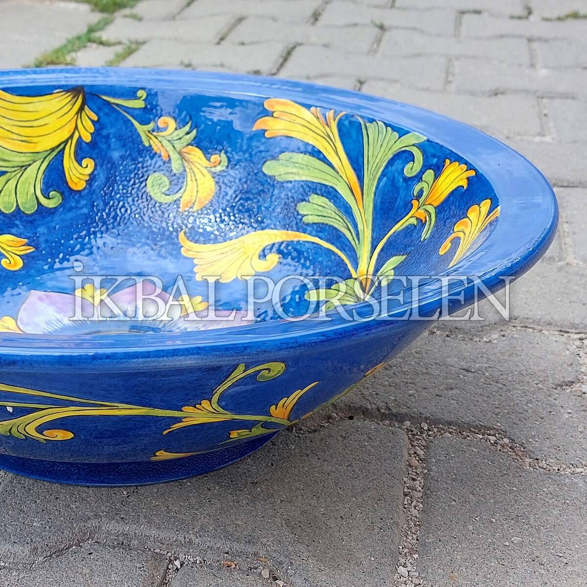 Tezgahüstü Lavabo - El Yapımı Desenli Seramik Lavabo – sink11 - Görsel 3