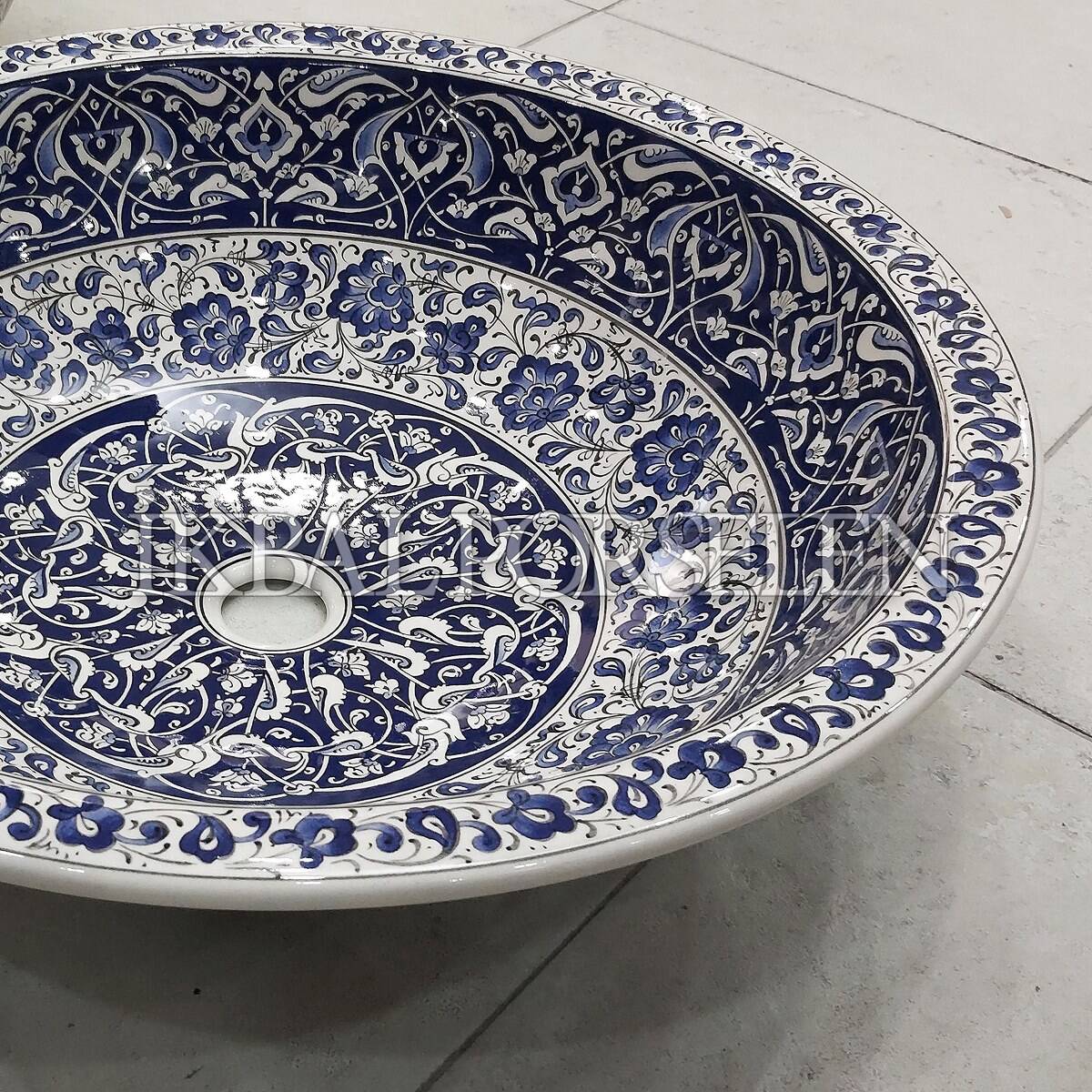 Tezgahüstü Lavabo - El Yapımı Desenli Seramik Lavabo – sink15 - Görsel 3