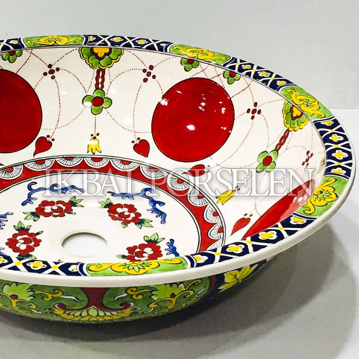Tezgahüstü Lavabo - El Yapımı Desenli Seramik Lavabo – sink37 - Görsel 3