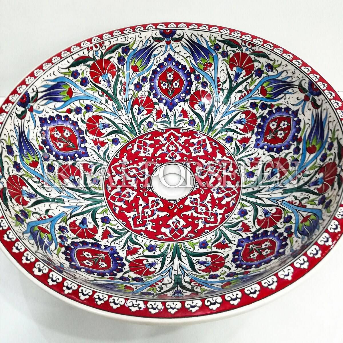 Tezgahüstü Lavabo - El Yapımı Desenli Seramik Lavabo – sink39 - Görsel 3