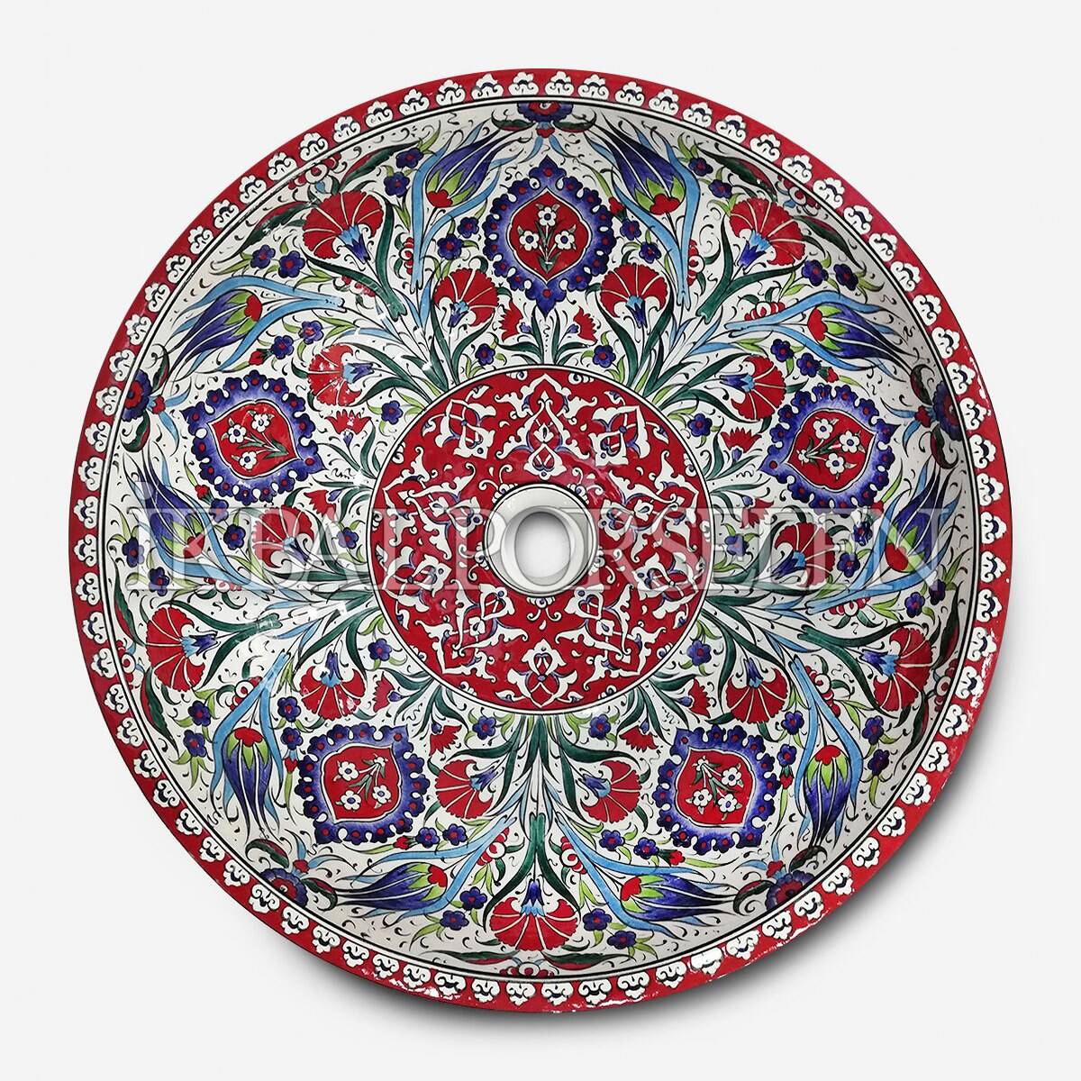 Tezgahüstü Lavabo - El Yapımı Desenli Seramik Lavabo – sink39