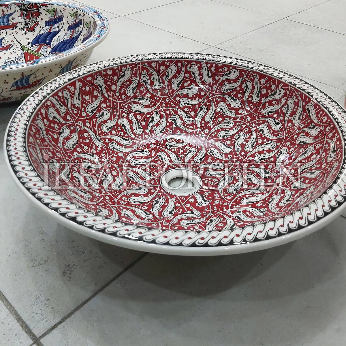 Tezgahüstü Lavabo - El Yapımı Desenli Seramik Lavabo – sink42 - Görsel 3