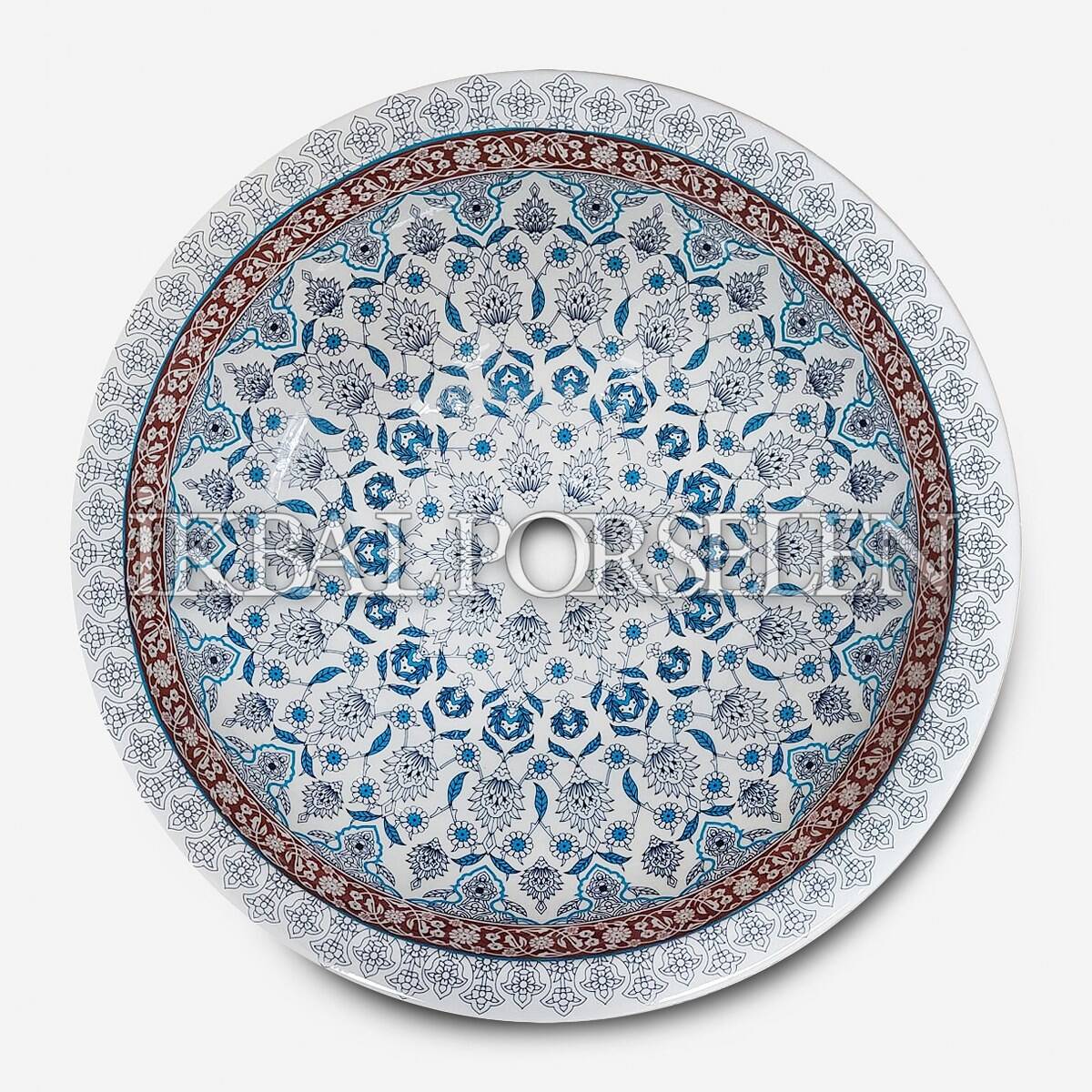 Tezgahüstü Lavabo - El Yapımı Desenli Seramik Lavabo – sink43