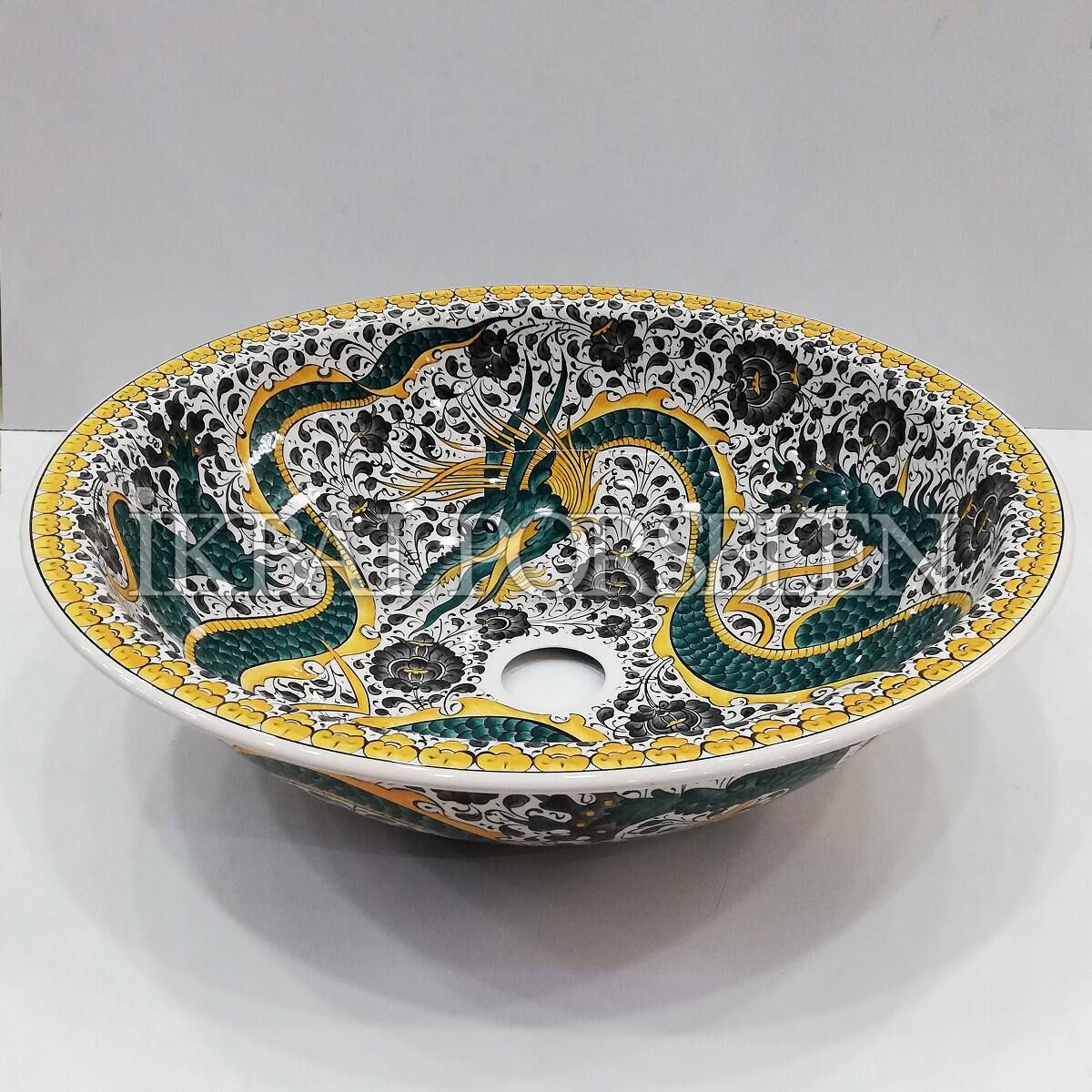 Tezgahüstü Lavabo - El Yapımı Desenli Seramik Lavabo – sink66 - Görsel 3