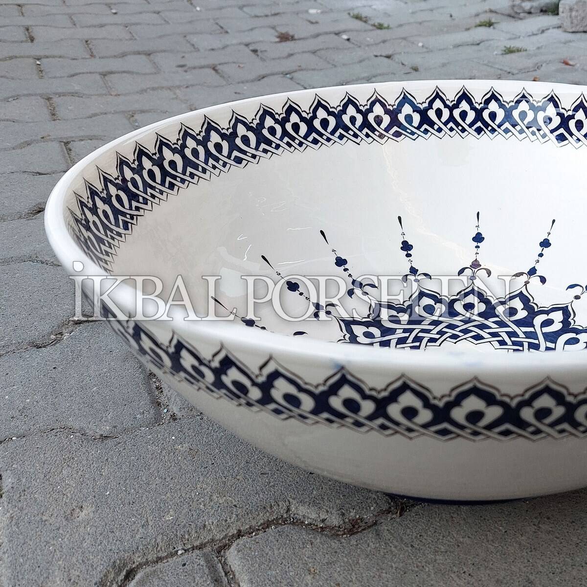Tezgahüstü Lavabo - El Yapımı Desenli Seramik Lavabo – sink85 - Görsel 3