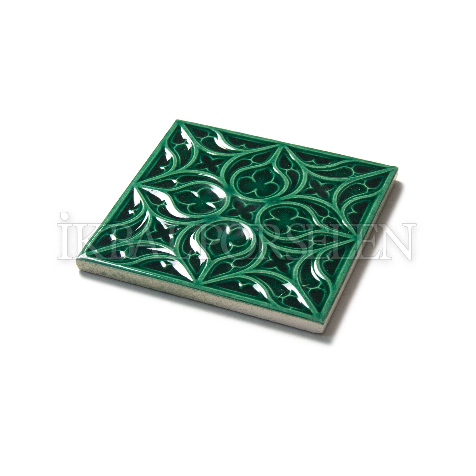 12x12 cm Flower Seramik Karo - Zümrüt- igc152 - Görsel 2