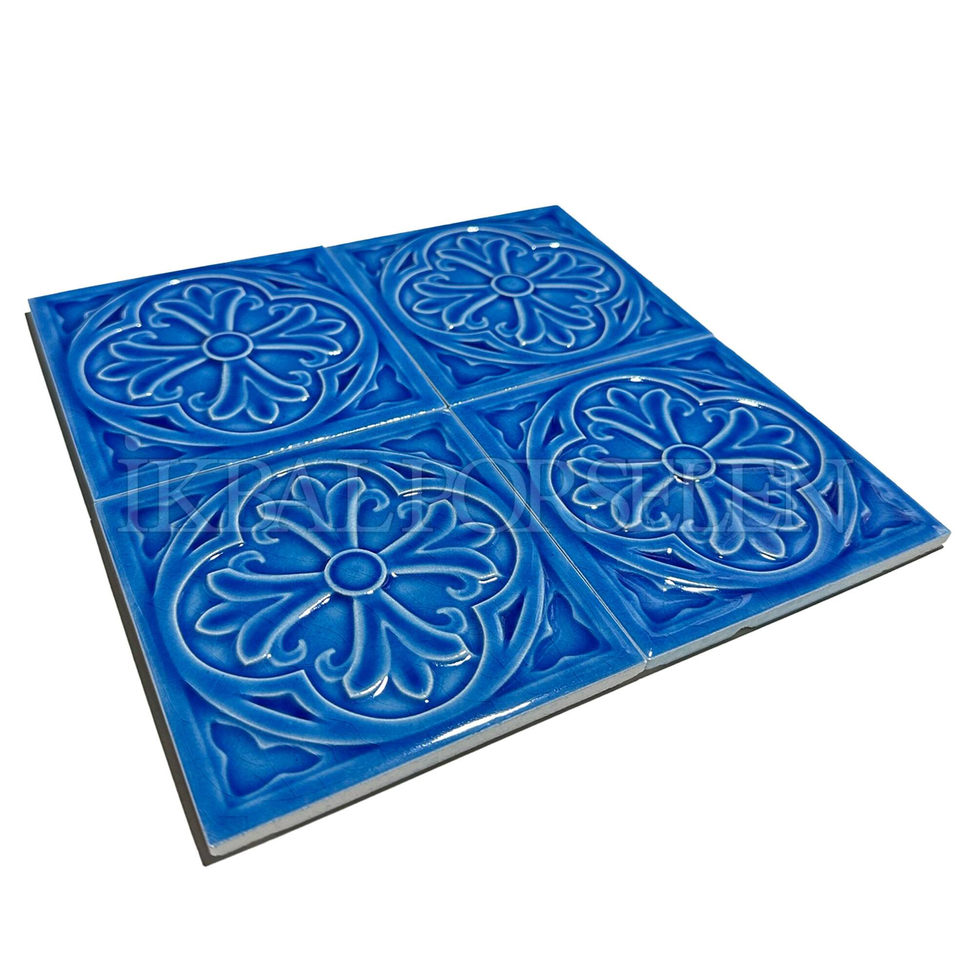 12x12 cm Zambak Seramik Karo - Gökmavi - igc114 - Görsel 2