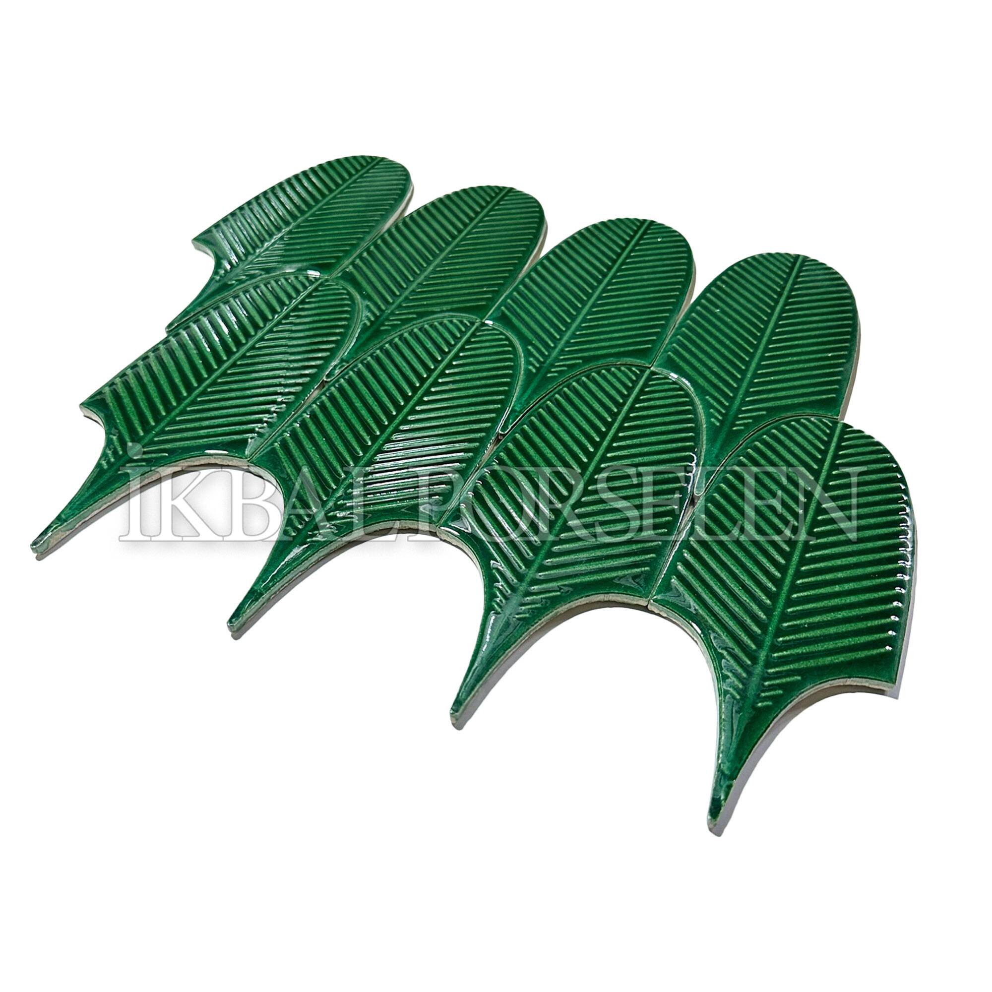 8x20 cm Leaf Seramik Karo - Zümrüt - igc642 - Görsel 2