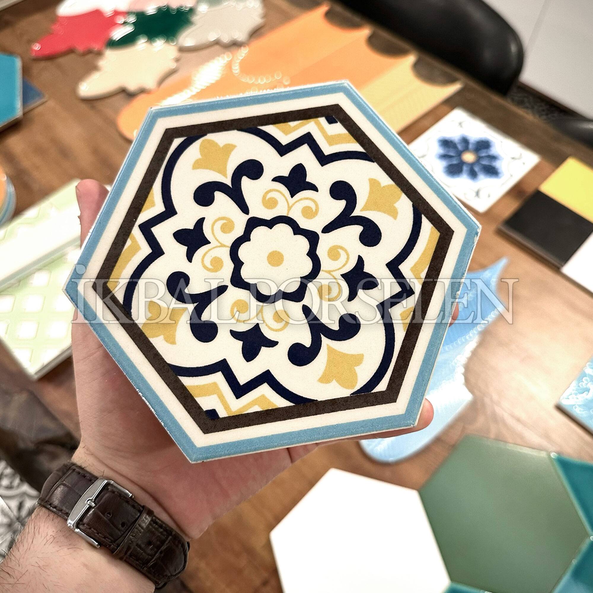 15x17 cm Desenli Altıgen Seramik Karo - igc501-d1 - Görsel 3