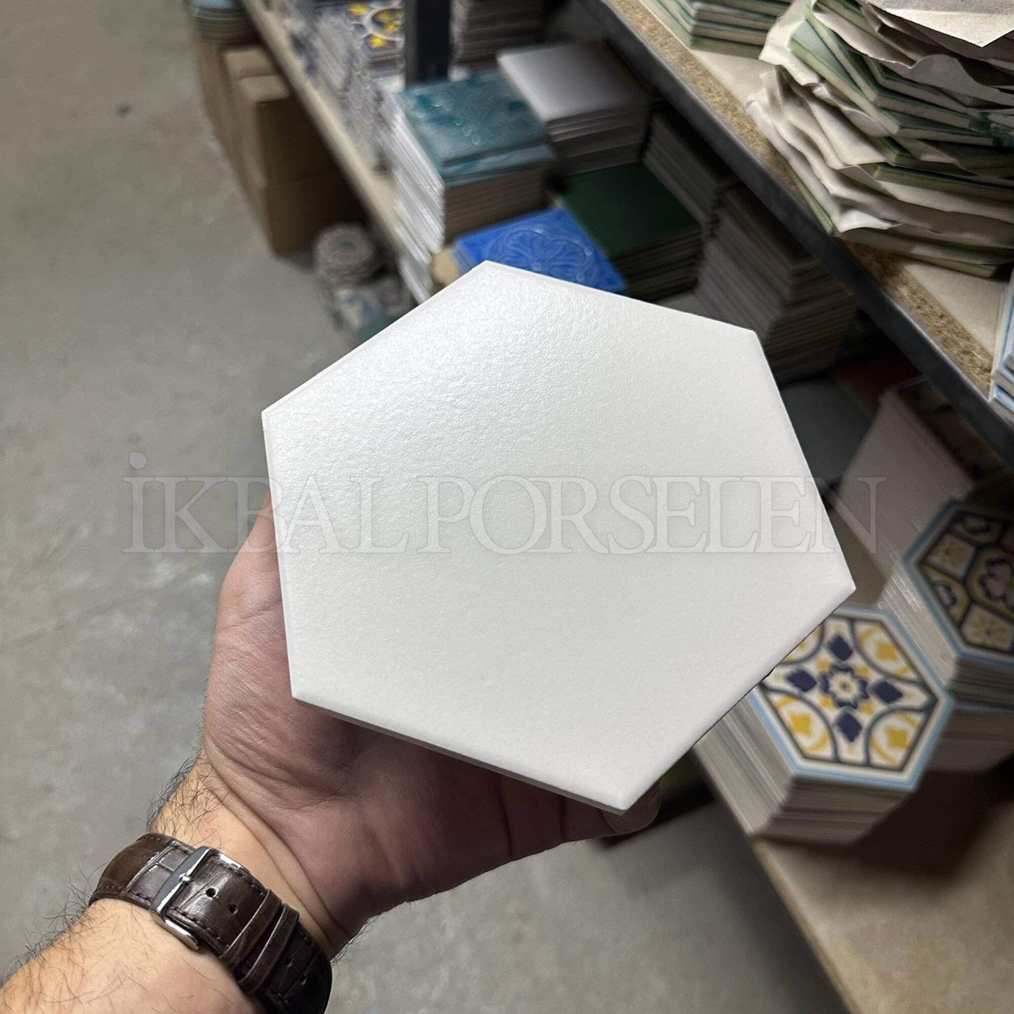 15x17 cm Altıgen Seramik Karo - Mat Beyaz - igc501-mat1 - Görsel 3