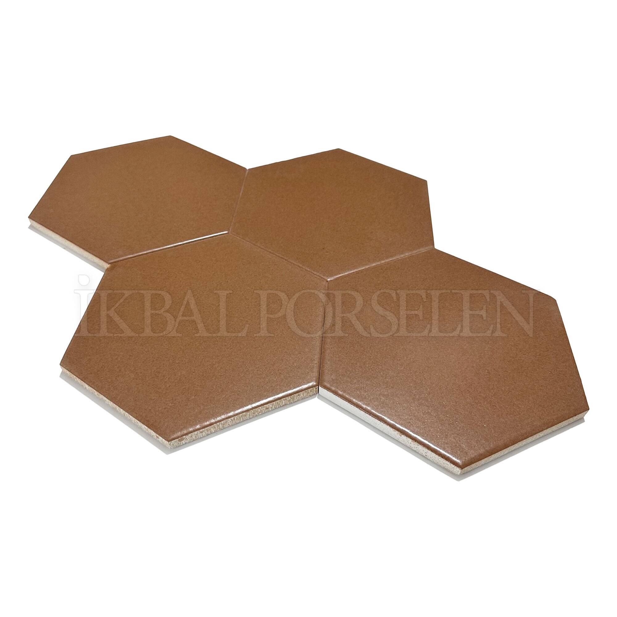 15x17 cm Altıgen Seramik Karo - Mat Kahve - igc501-mat2 - Görsel 2