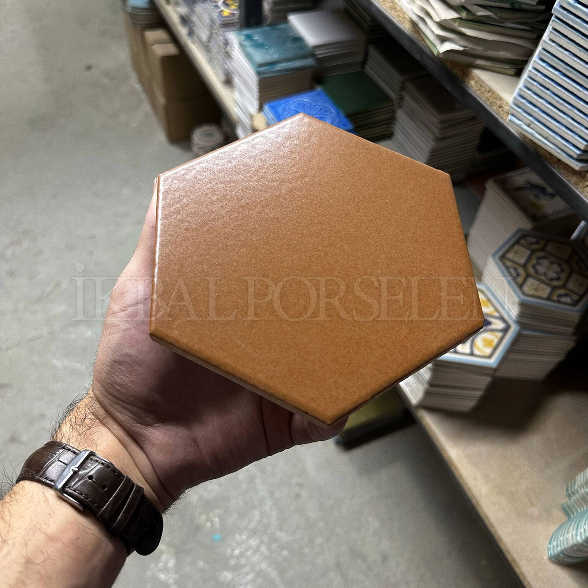 15x17 cm Altıgen Seramik Karo - Mat Kahve - igc501-mat2 - Görsel 3