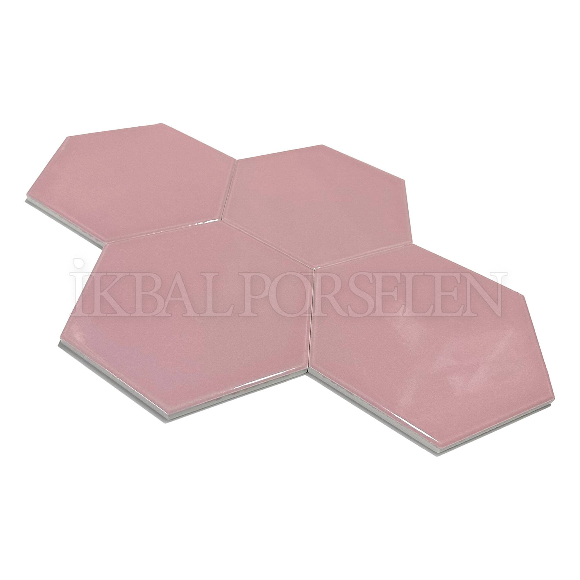 15x17 cm Altıgen Seramik Karo - Pembe - igc508 - Görsel 2
