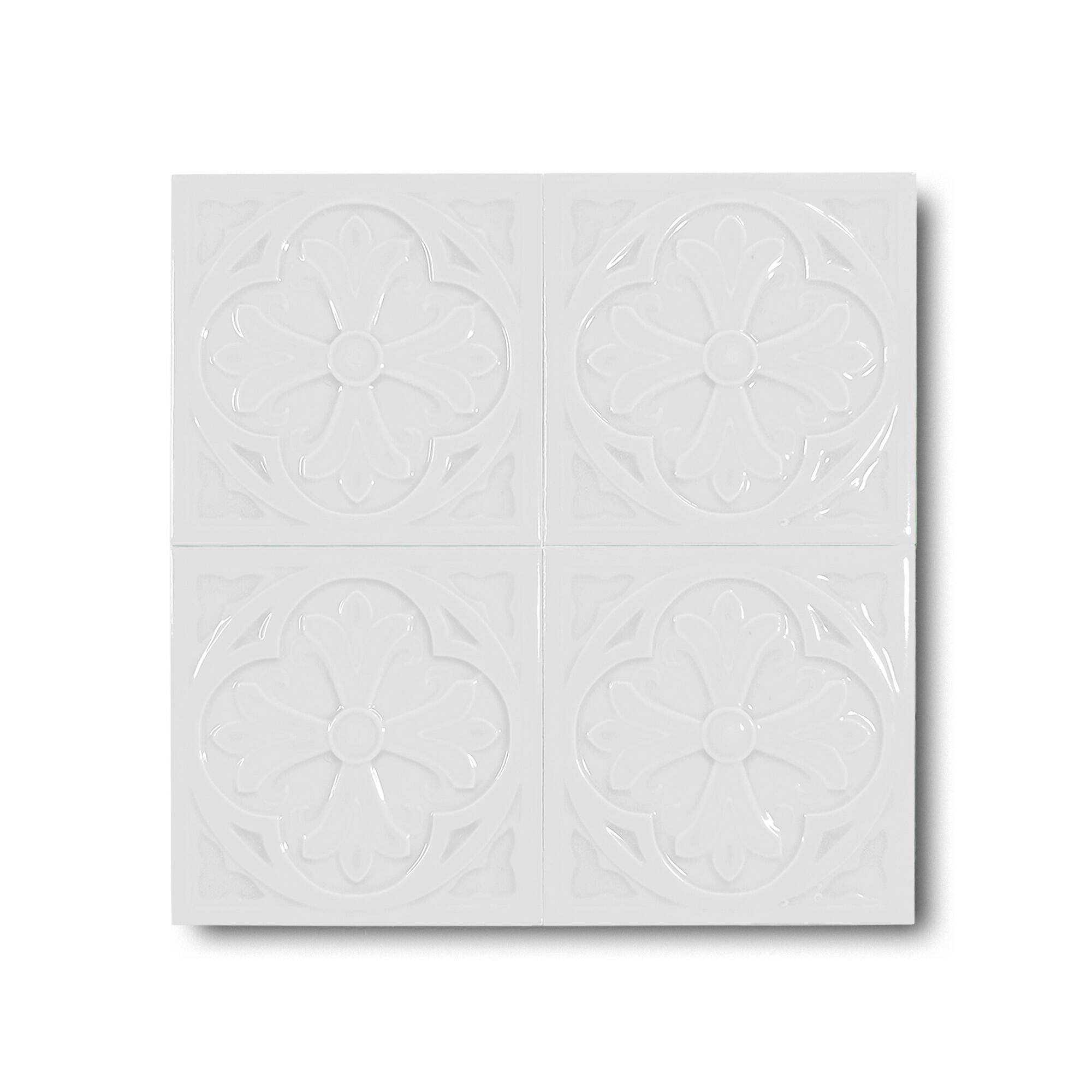 12x12 cm Zambak Seramik Karo - Beyaz - igc111
