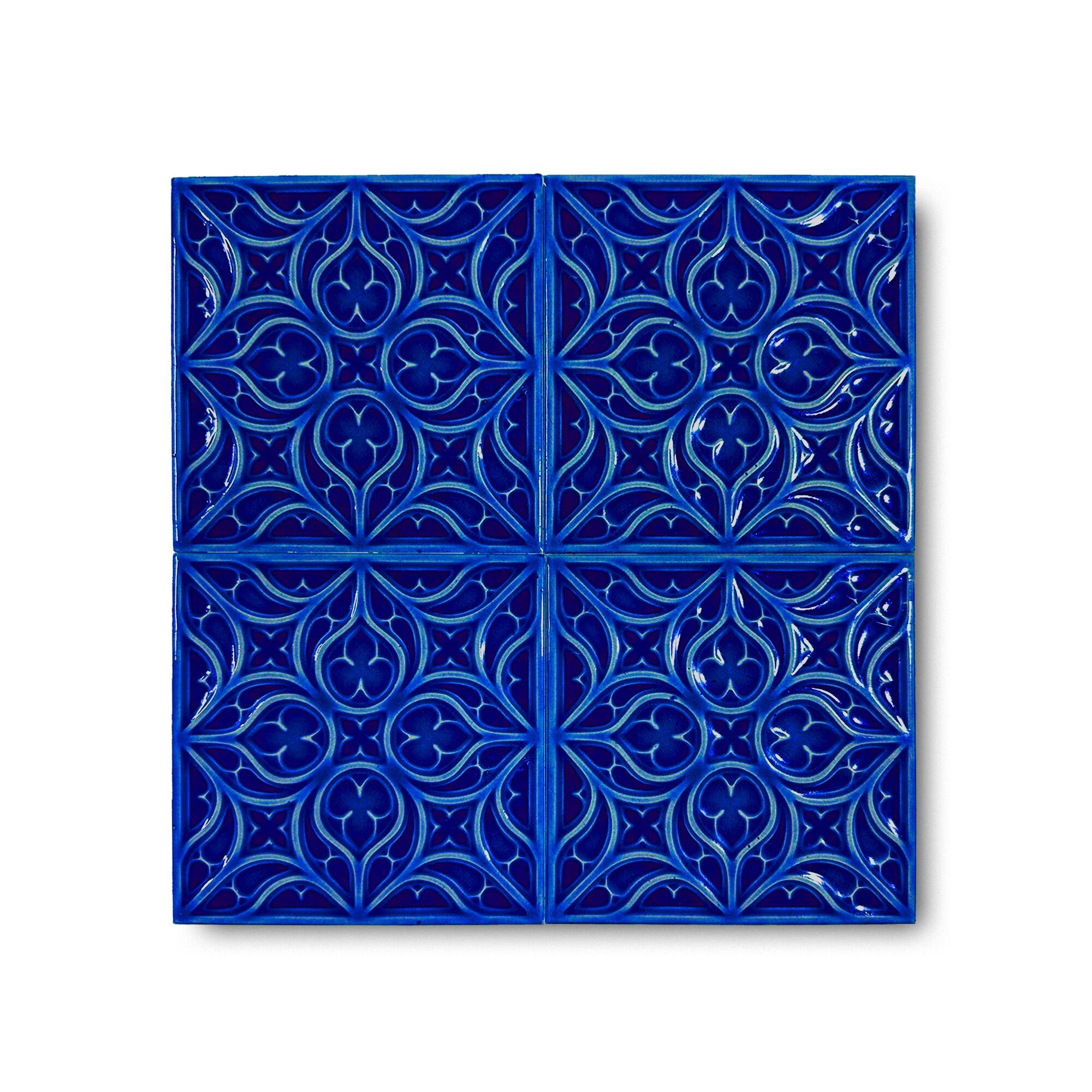 12x12 cm Flower Seramik Karo - Kobalt - igc155