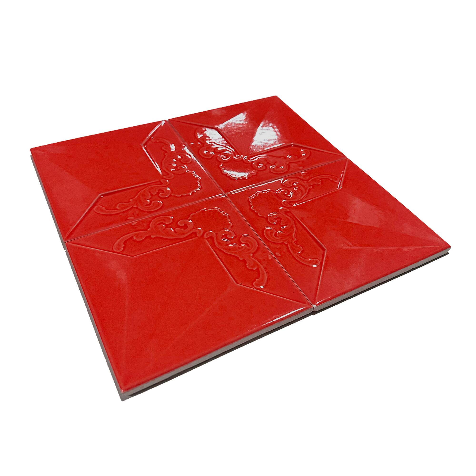 12x12 cm Arma Seramik Karo - Kırmızı - igc177 - Görsel 2