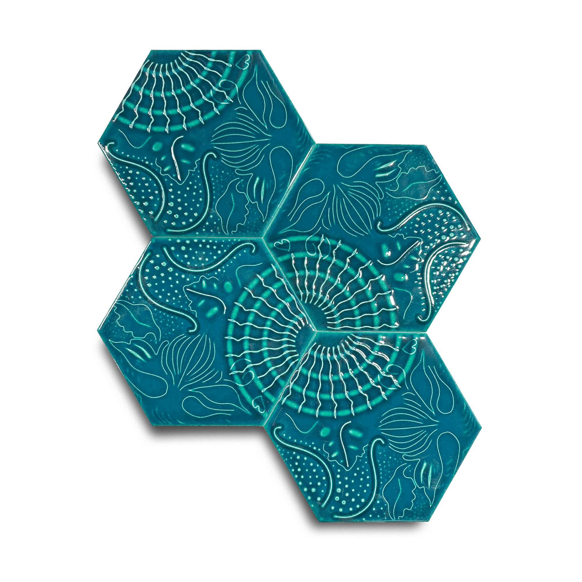 15x17 cm Gaudi Seramik Karo - Turkuaz - igc533