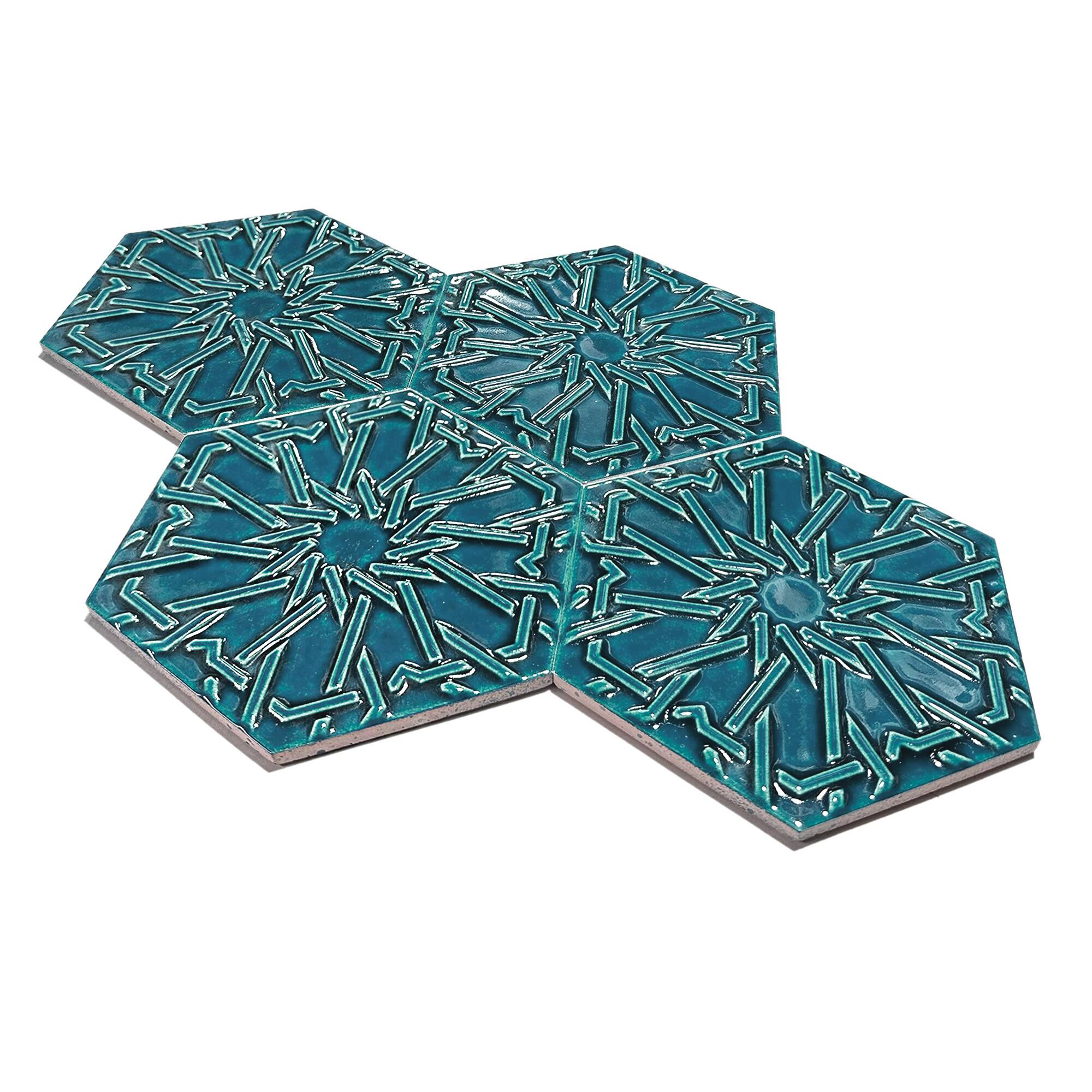 15x17 cm Selcuklu Seramik Karo - Turkuaz - igc543 - Görsel 2