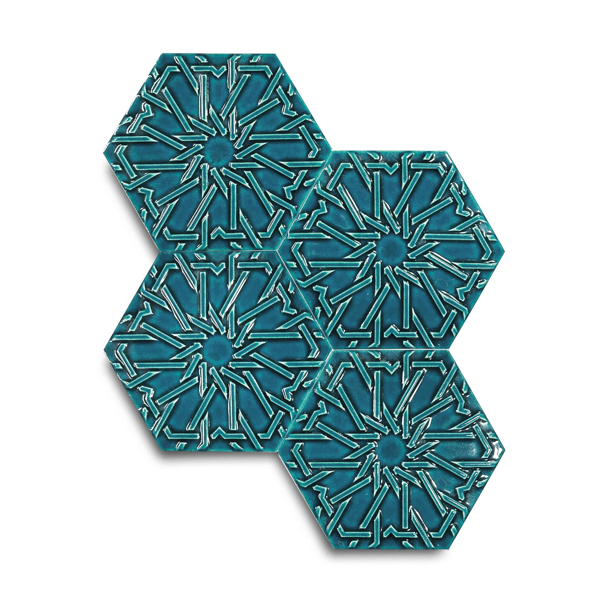 15x17 cm Selcuklu Seramik Karo - Turkuaz - igc543