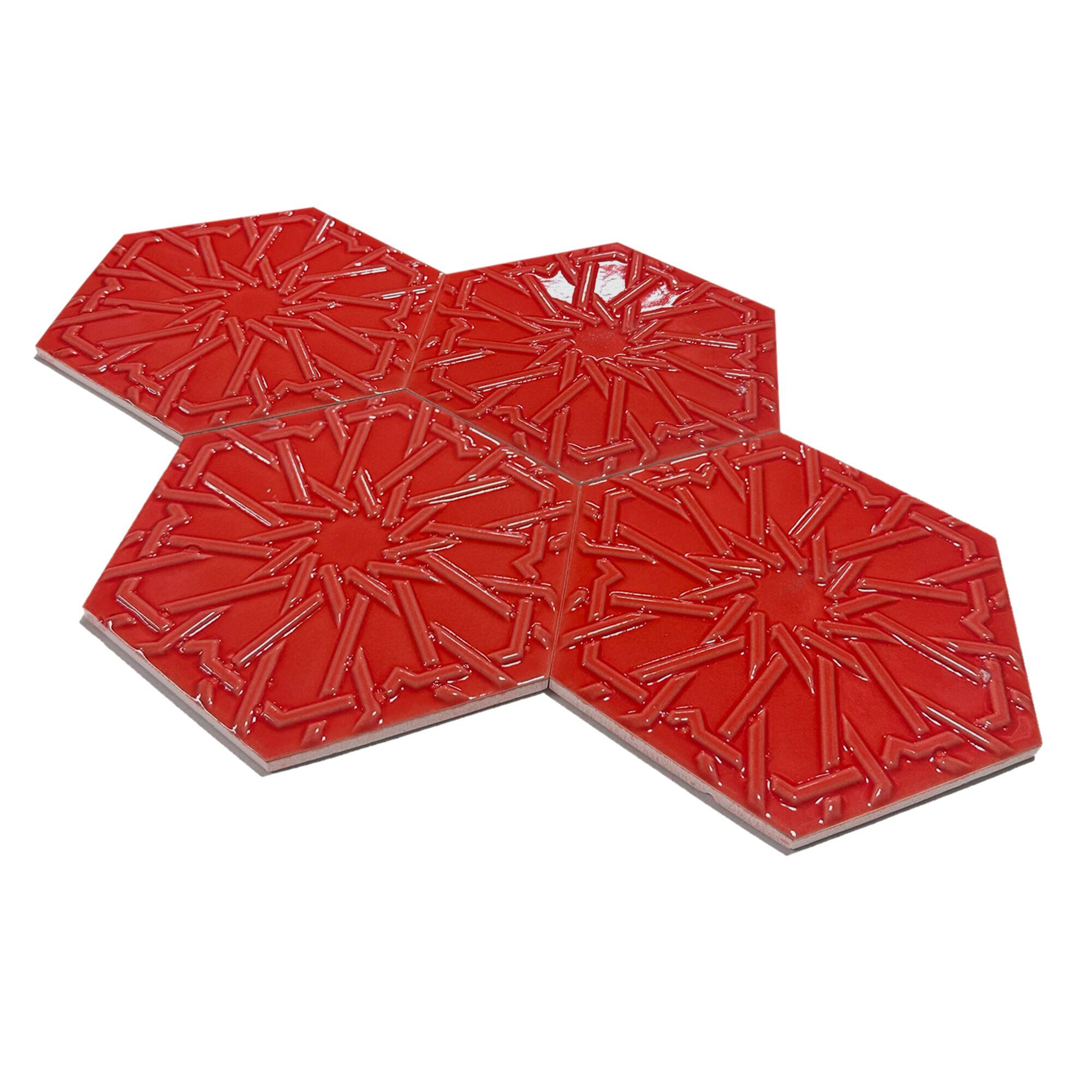 15x17 cm Selcuklu Seramik Karo - Kırmızı - igc547 - Görsel 2