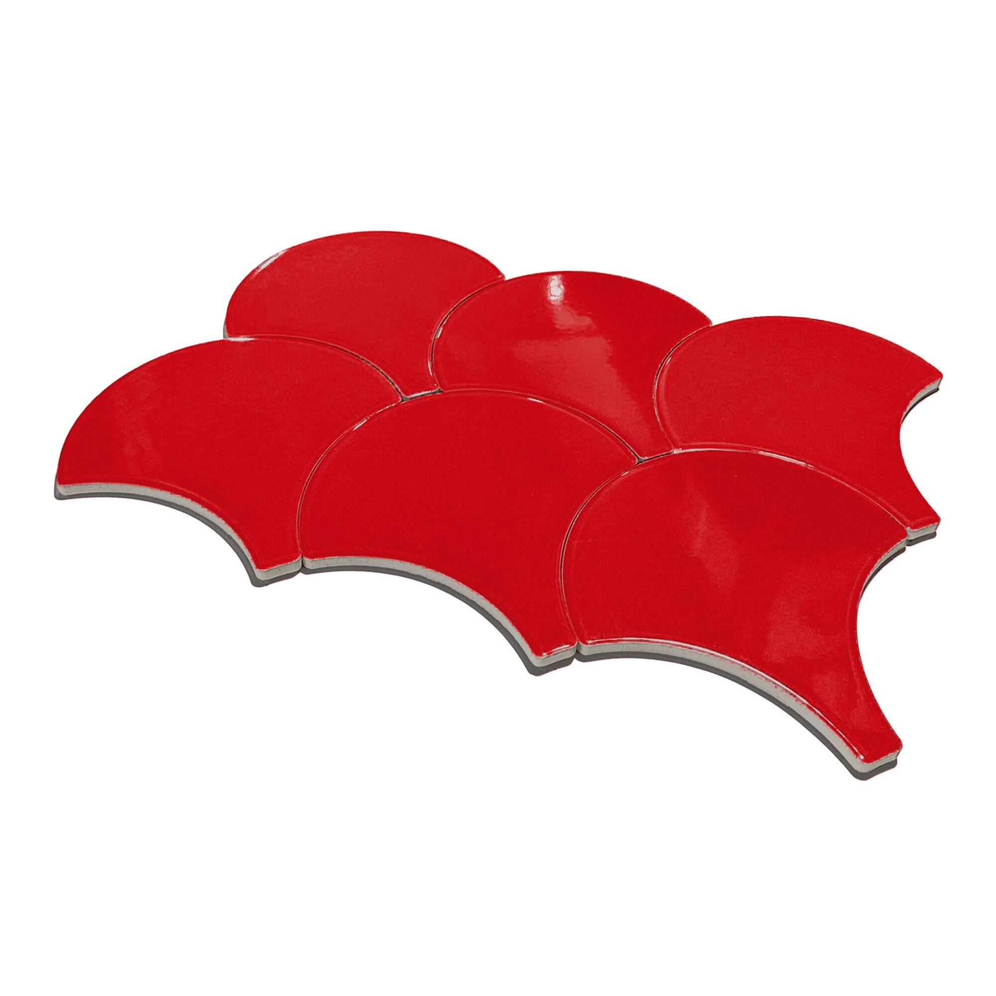 17x17 cm Balık Pulu Seramik Karo - Kırmızı - igc807 - Görsel 2