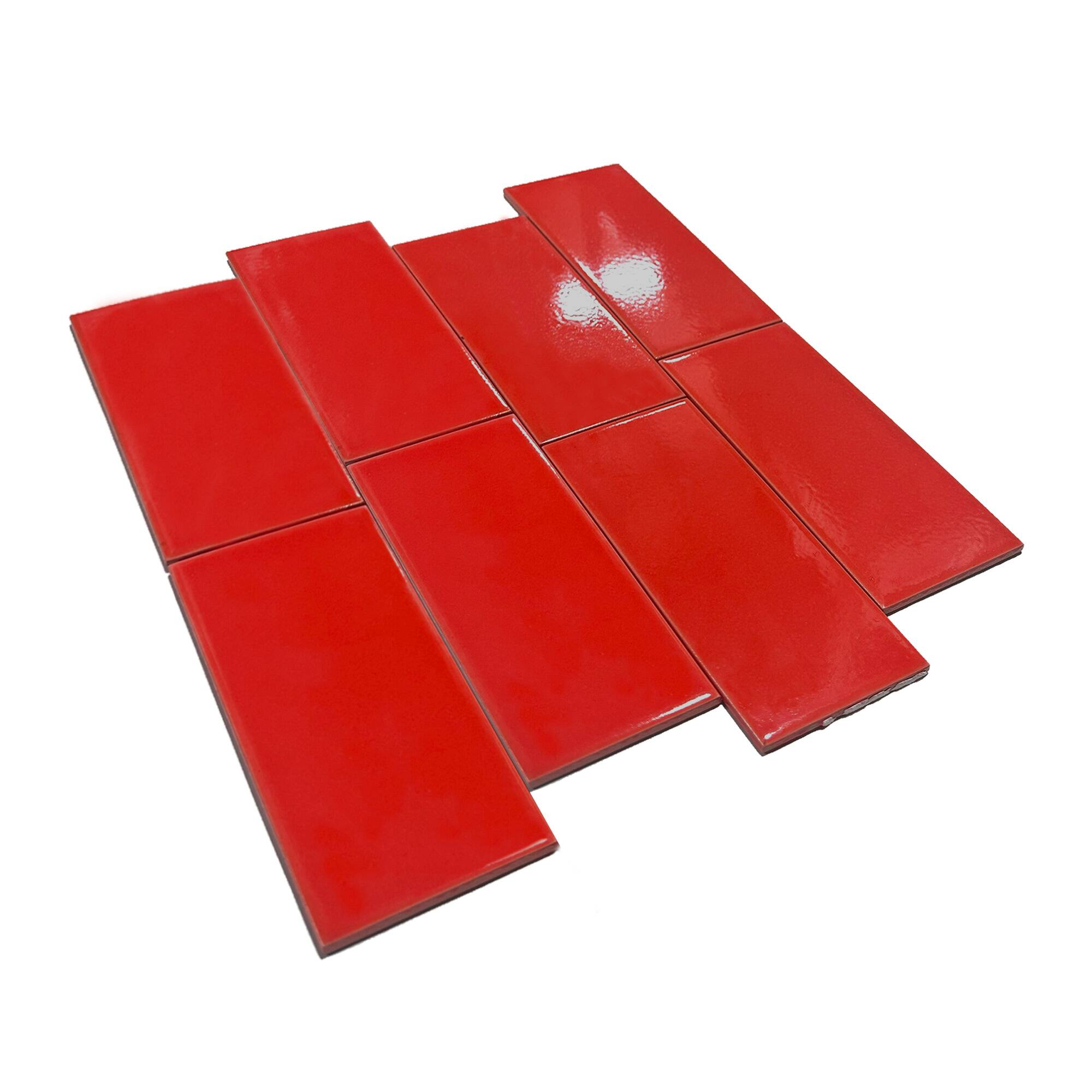 7,5x15 cm Seramik Karo - Kırmızı - igc857 - Görsel 2