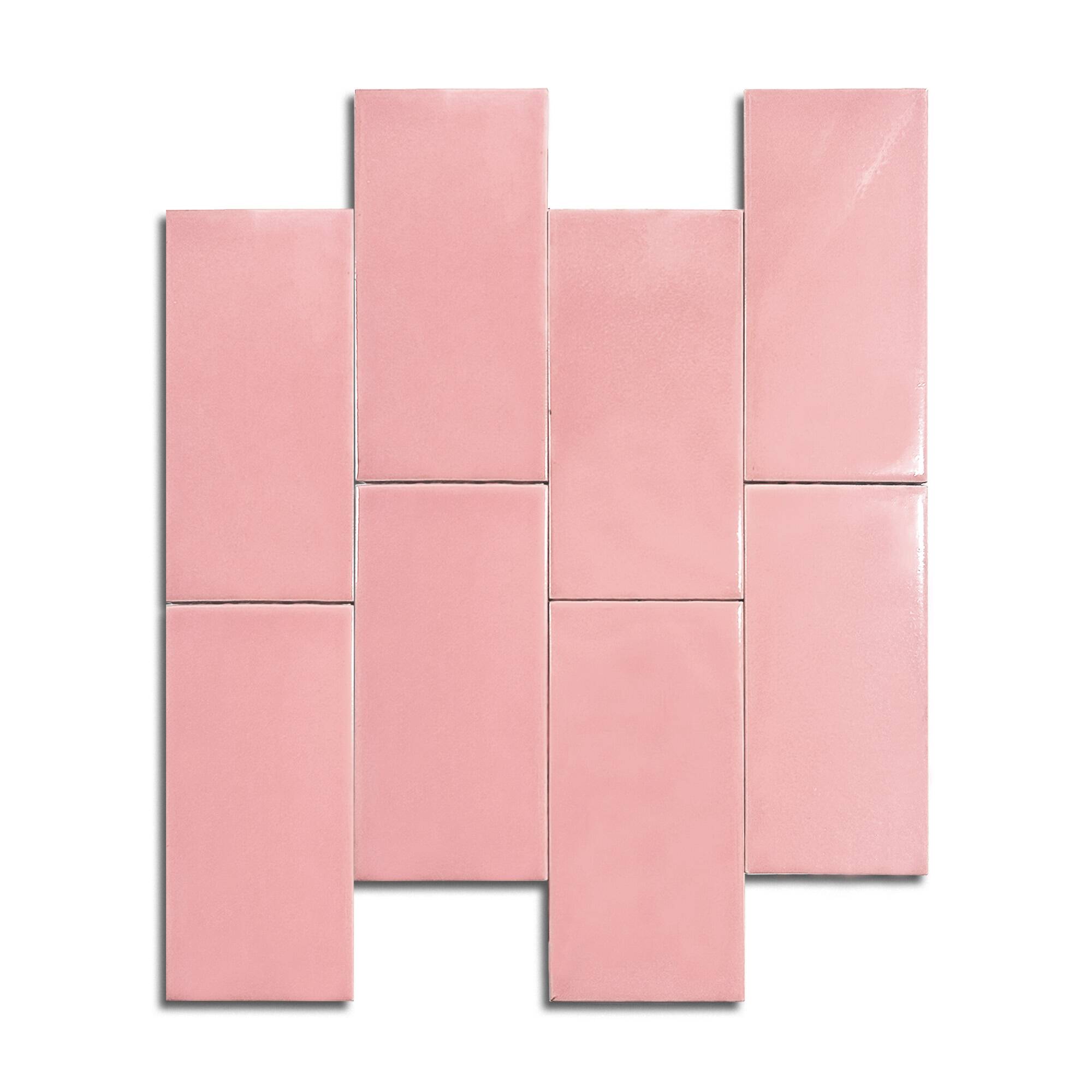 7,5x15 cm Seramik Karo - Pembe - igc858