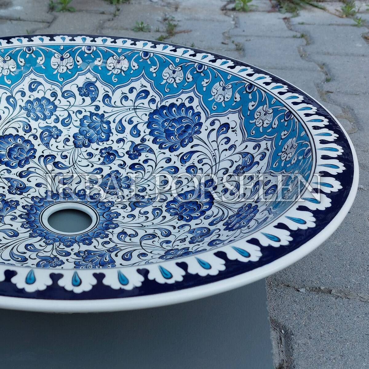 Tezgahüstü Lavabo - El Yapımı Desenli Seramik Lavabo – sink10 - Görsel 3
