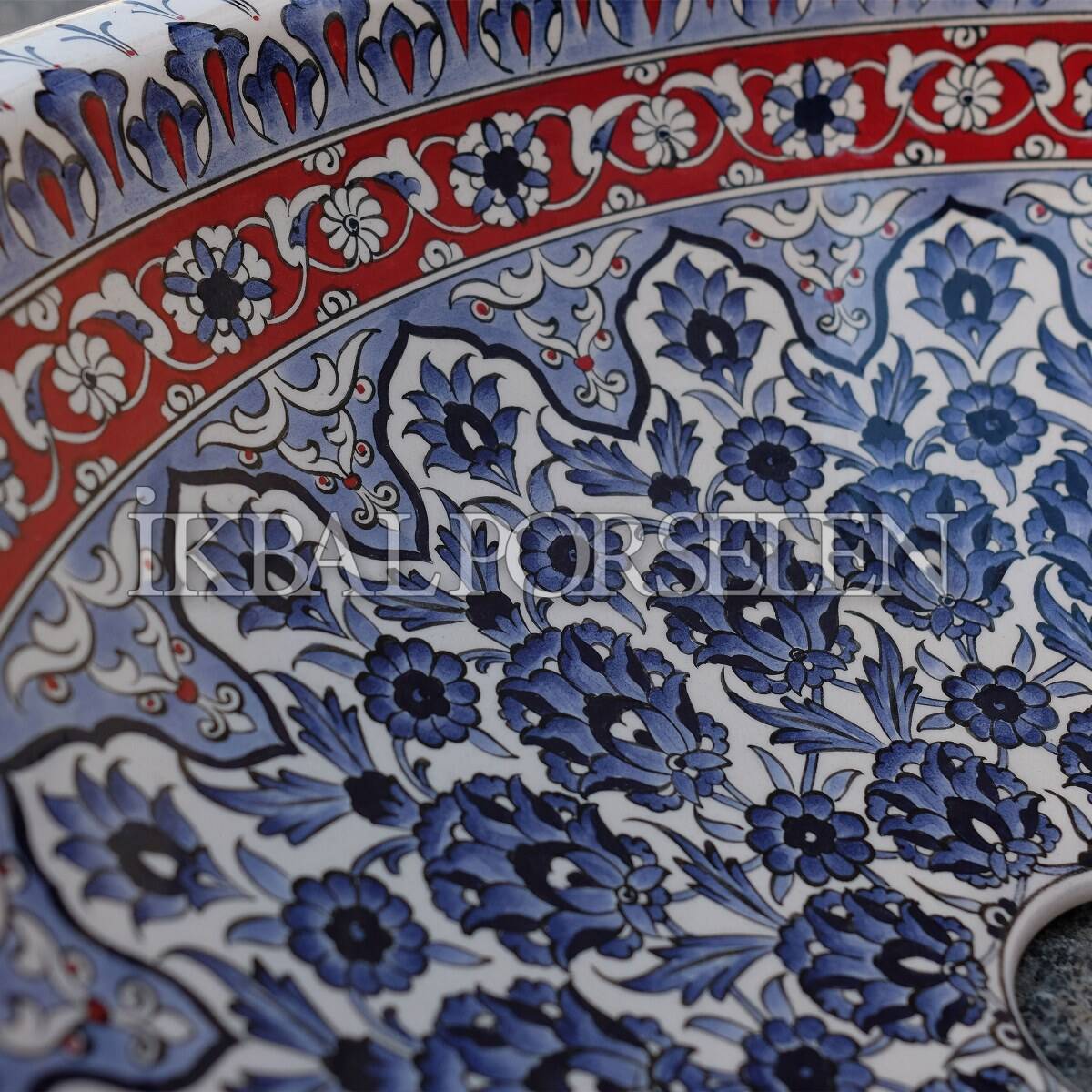 Tezgahüstü Lavabo - El Yapımı Desenli Seramik Lavabo – sink12 - Görsel 4