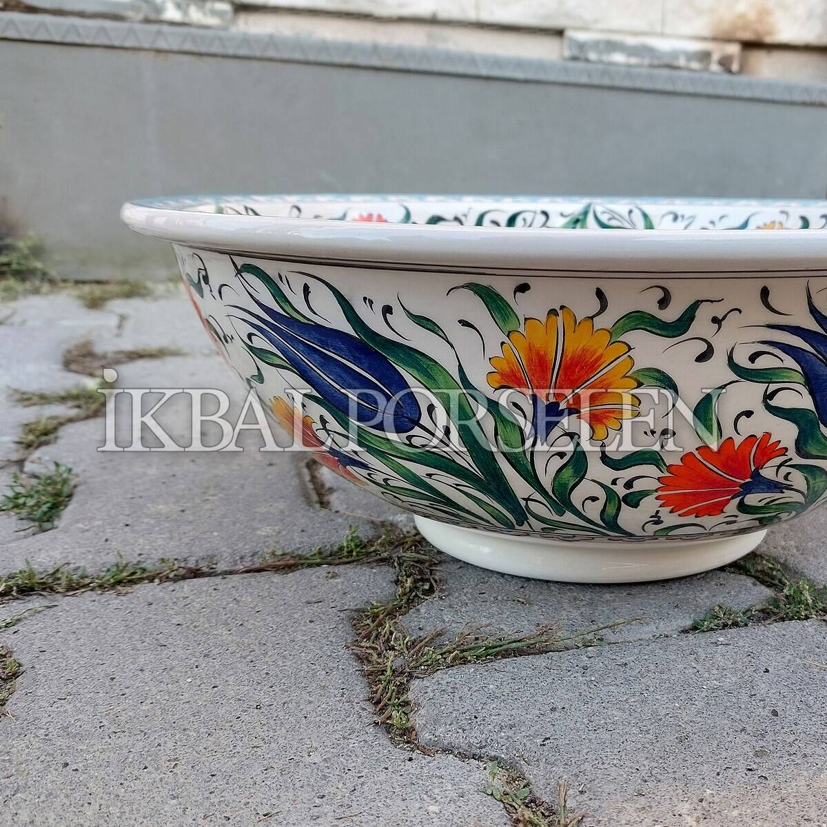 Tezgahüstü Lavabo - El Yapımı Desenli Seramik Lavabo – sink20 - Görsel 2